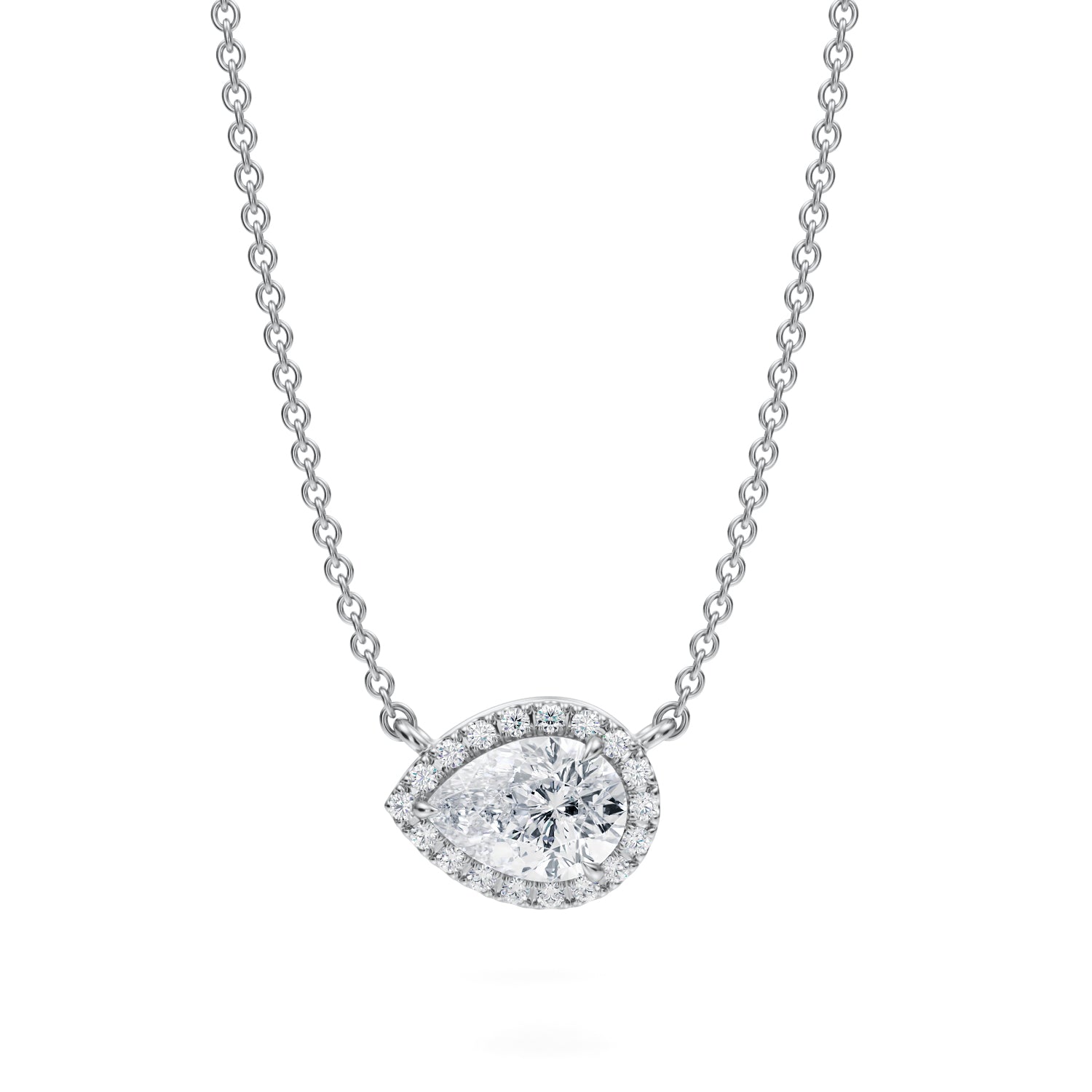 3/4 Carat Pear Classic Halo Pendant