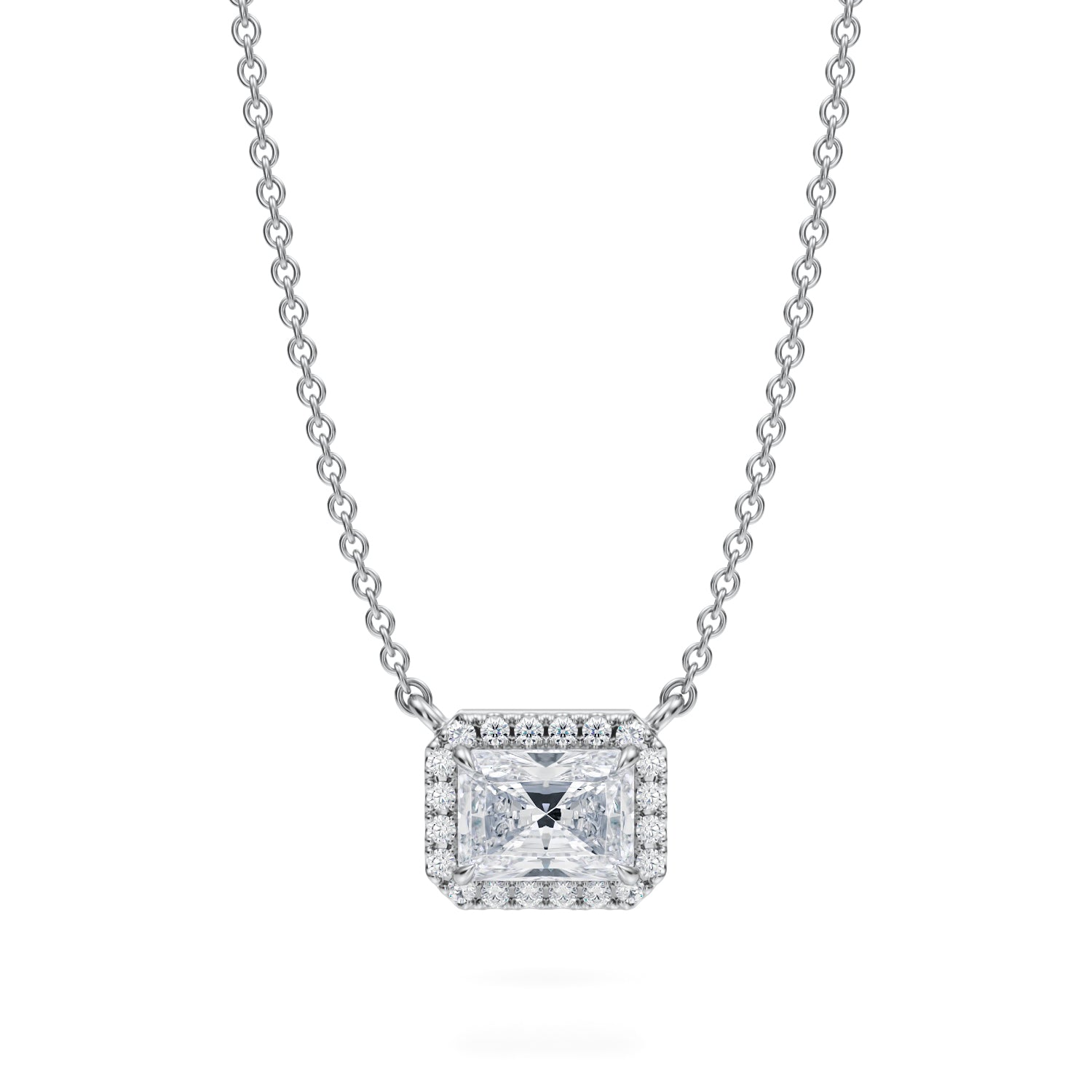 3/4 Carat Radiant Classic Halo Pendant