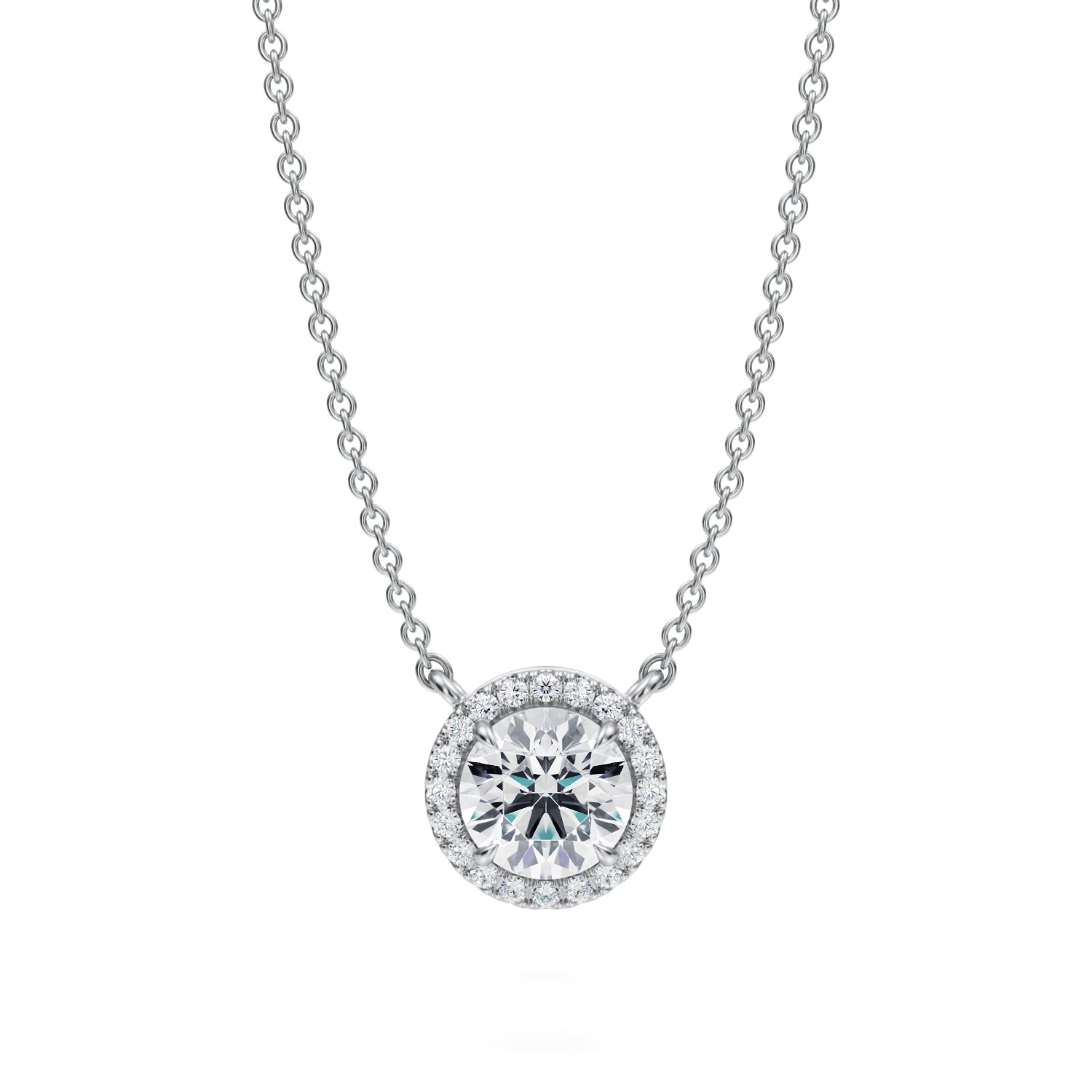 3/4 Carat Round Classic Halo Pendant