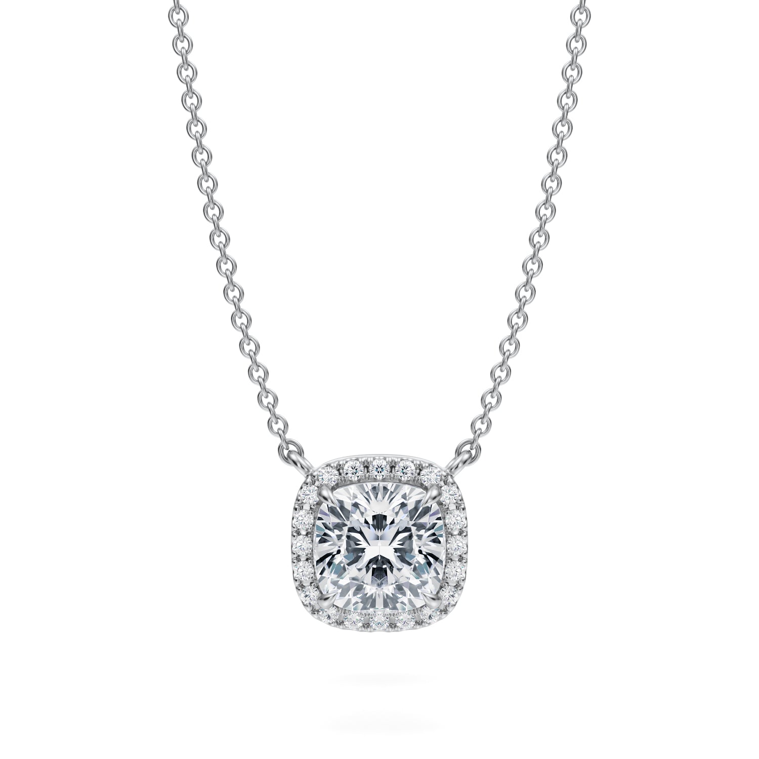 1.5 Carat Cushion Classic Halo Pendant