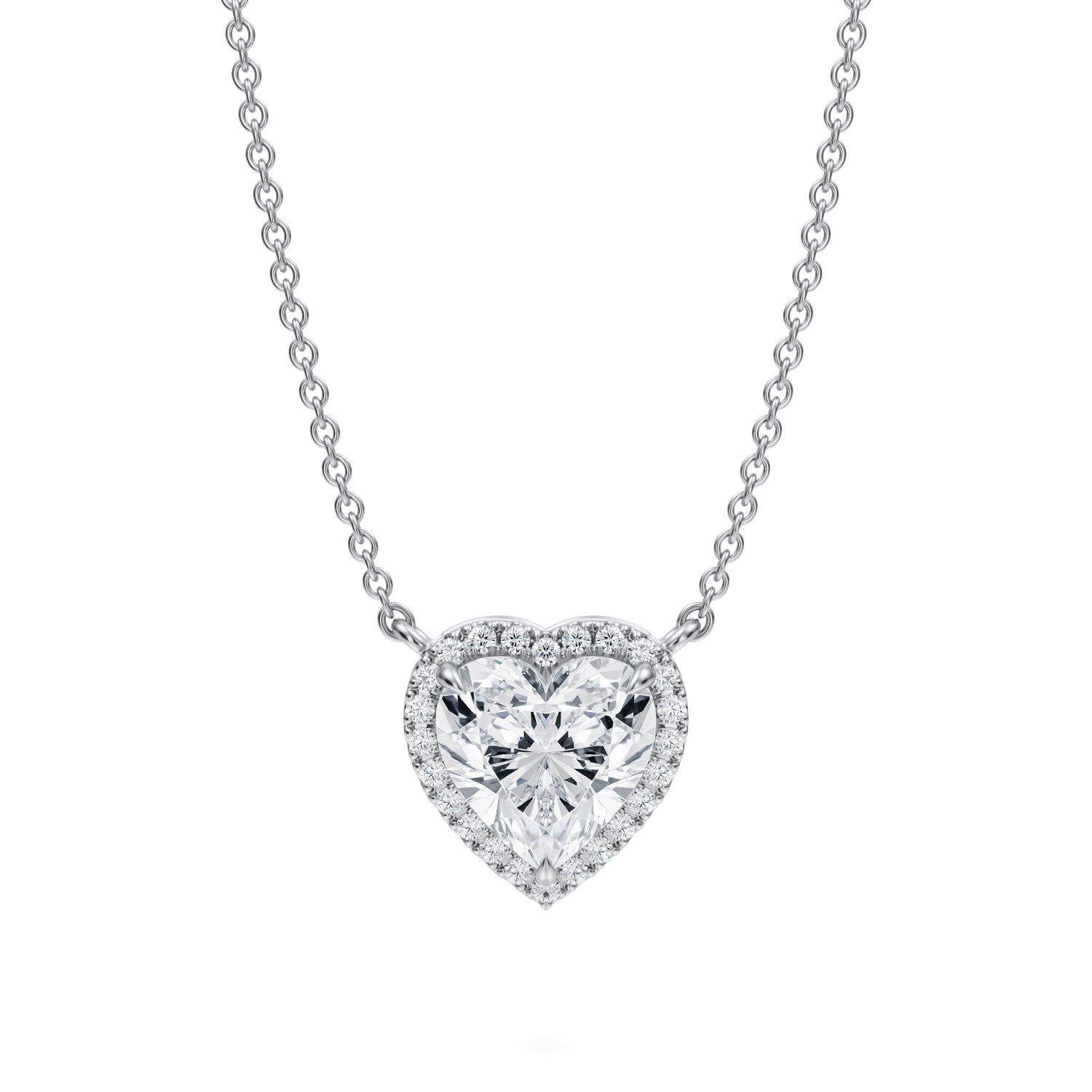 1.5 Carat Heart Shape Classic Halo Pendant