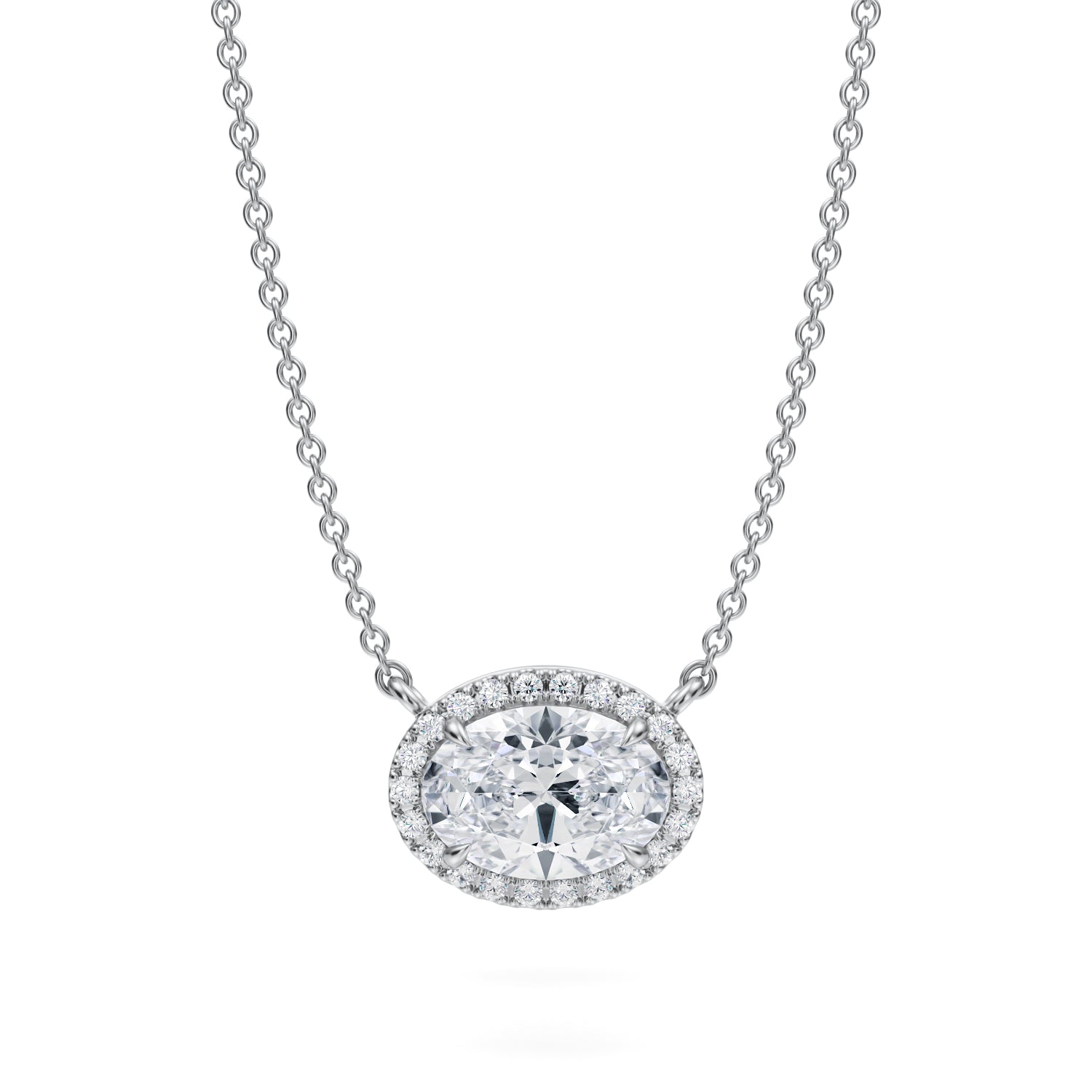 1.5 Carat Oval Classic Halo Pendant