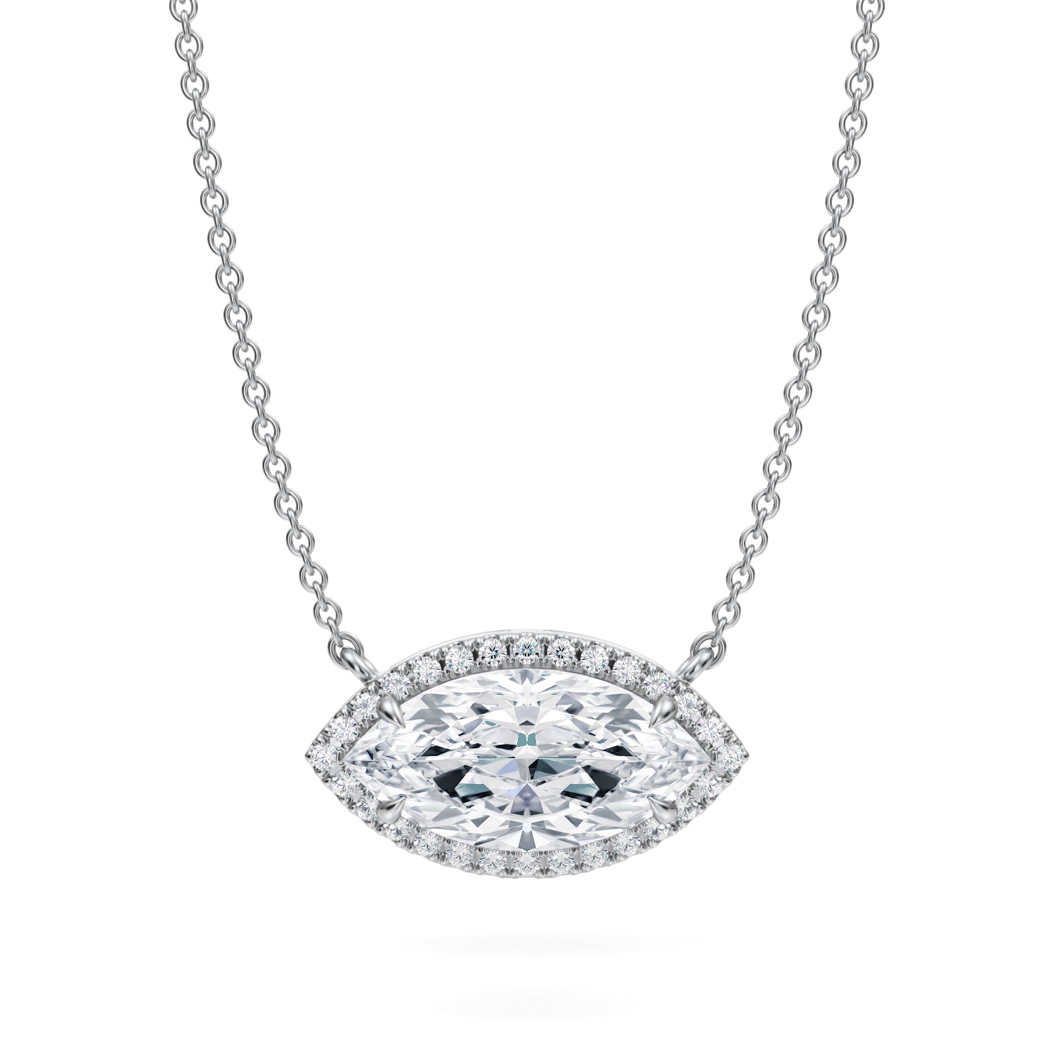 2 Carat Marquise Classic Halo Pendant