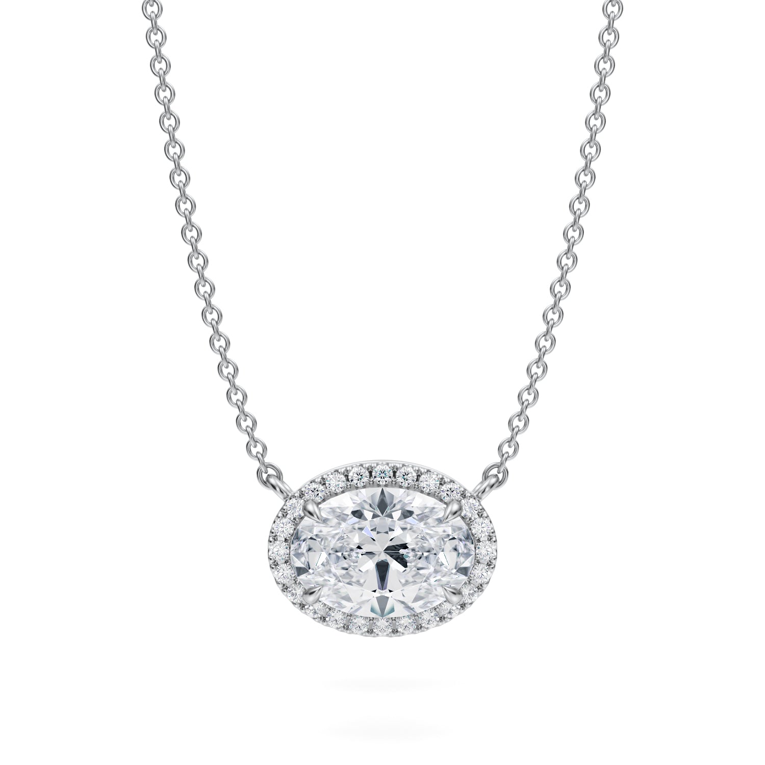 2 Carat Oval Classic Halo Pendant