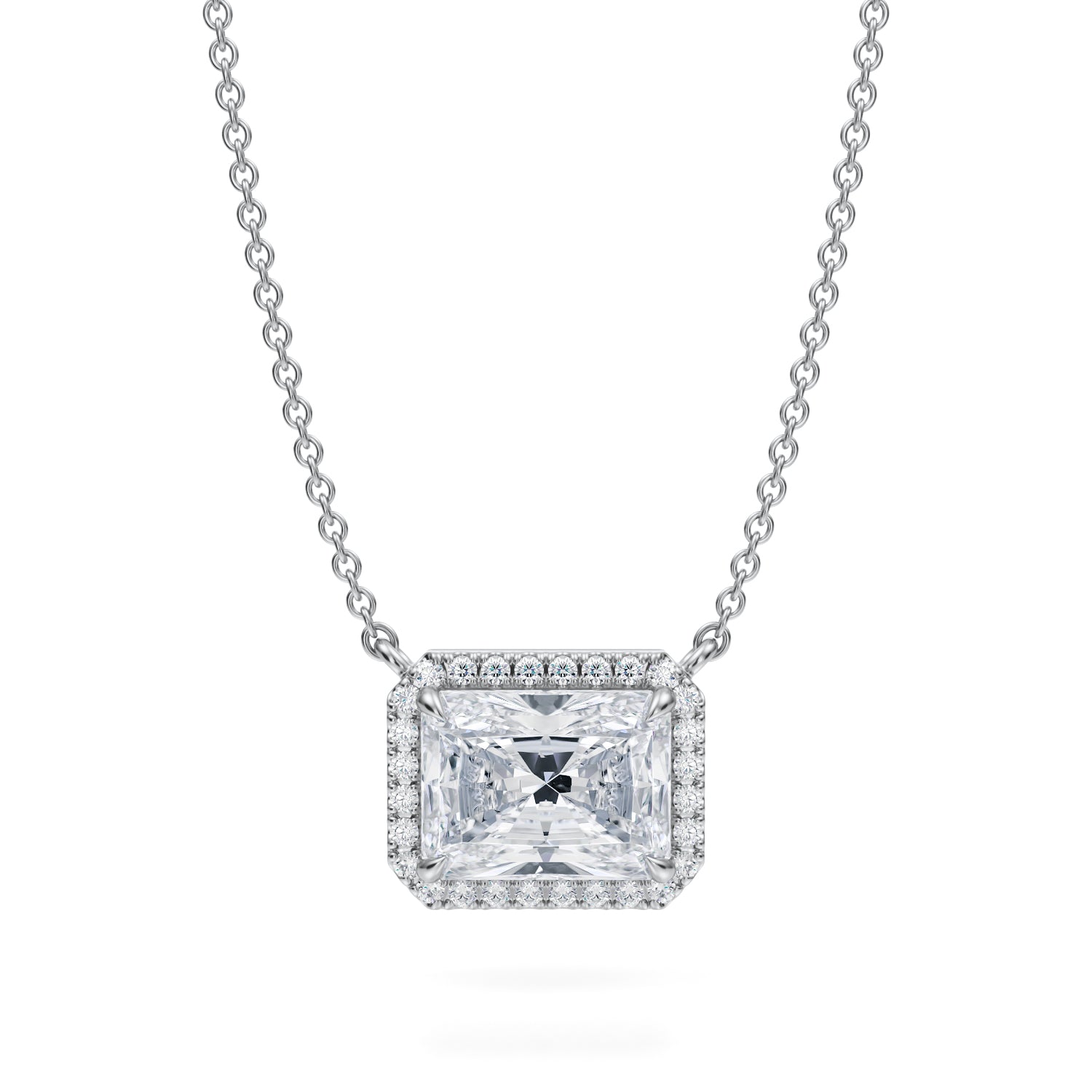 2 Carat Radiant Classic Halo Pendant