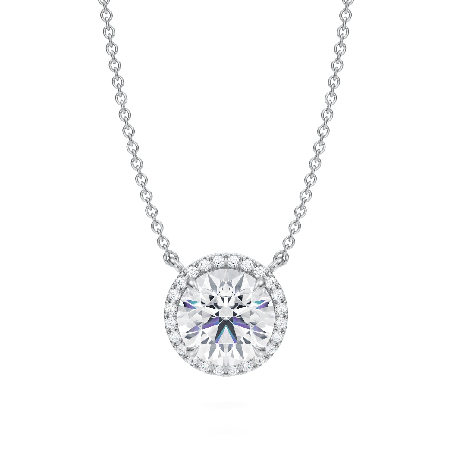 2 Carat Round Classic Halo Pendant