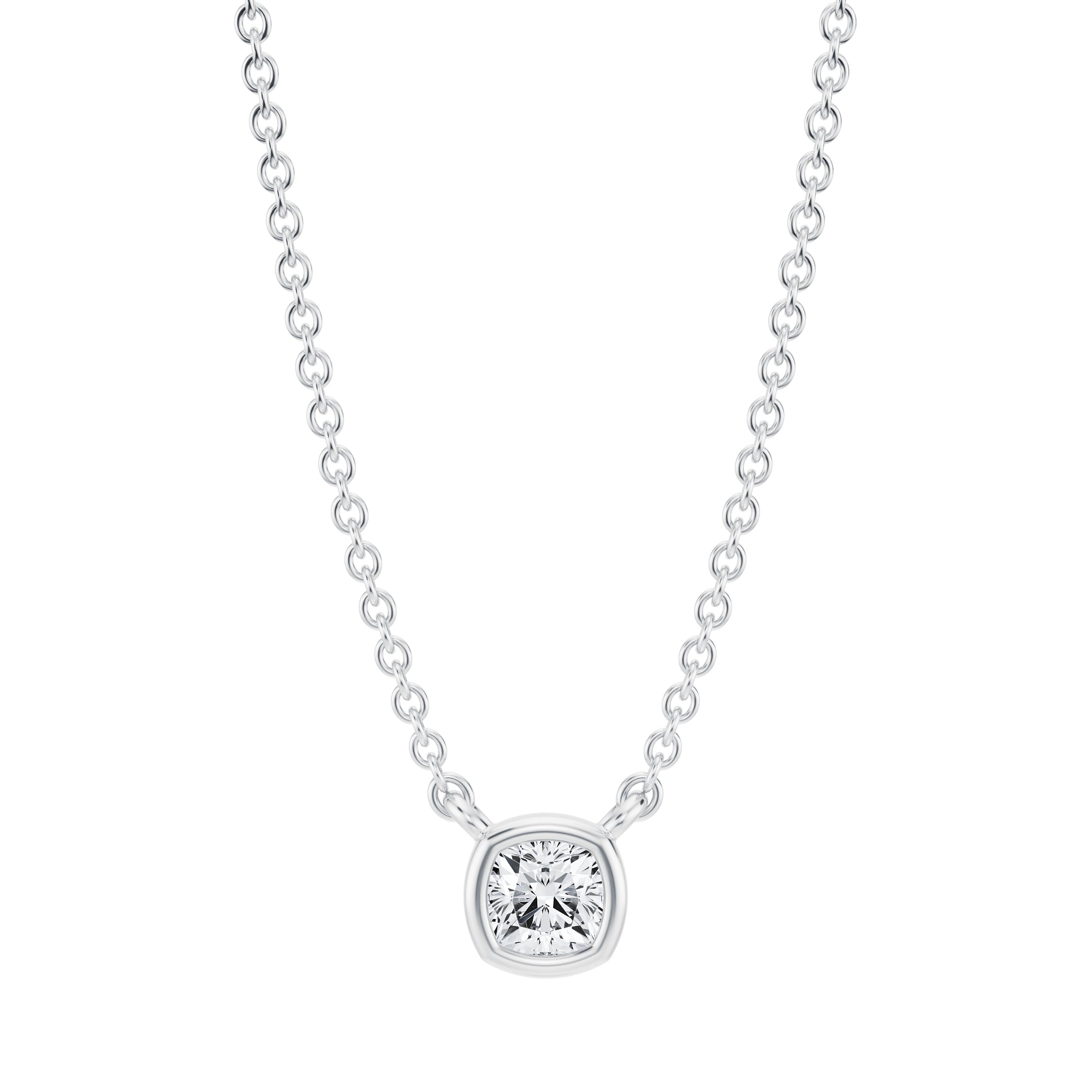 Cushion Bezel Solitaire Pendant Necklace