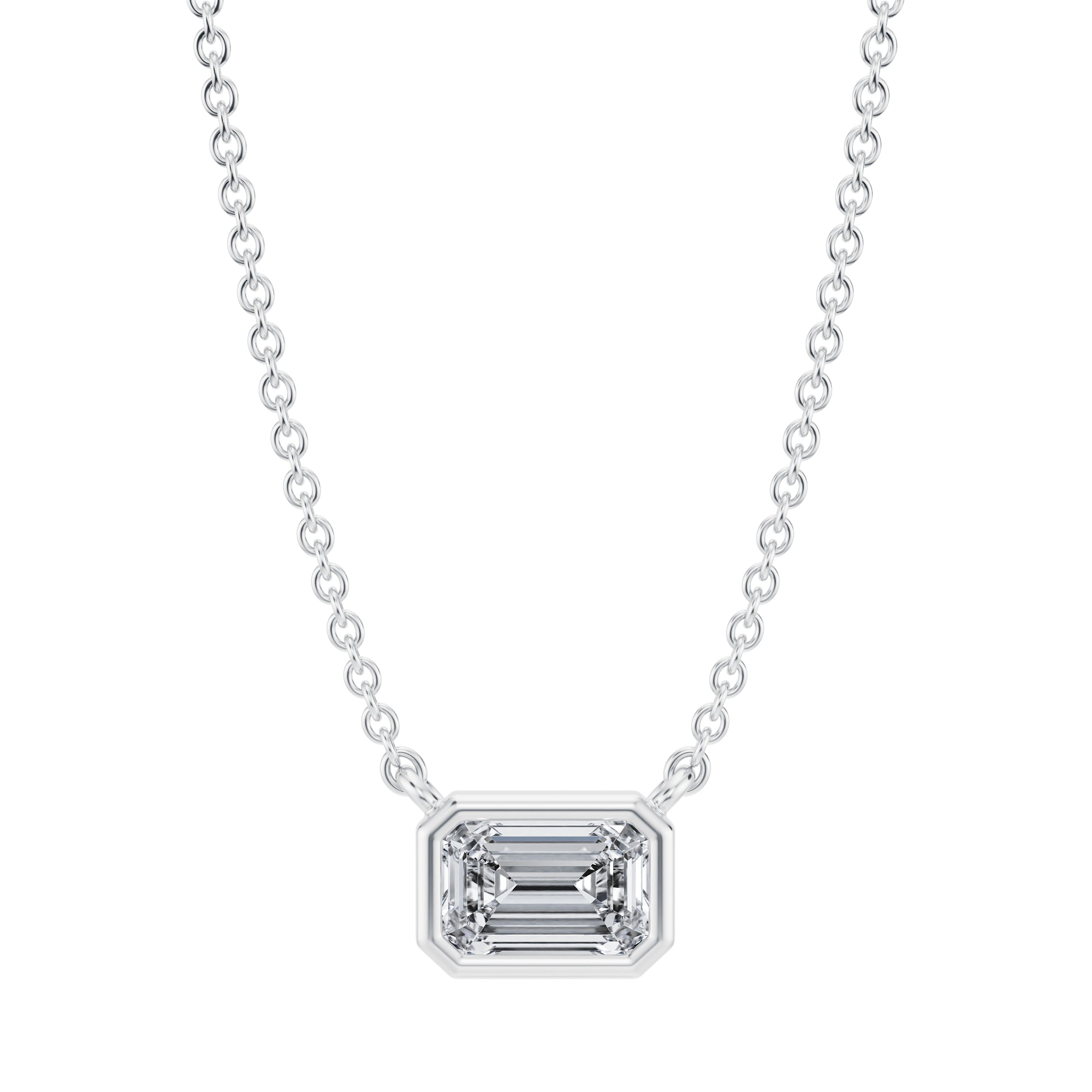 1/2 Carat Emerald Bezel Solitaire Pendant Necklace