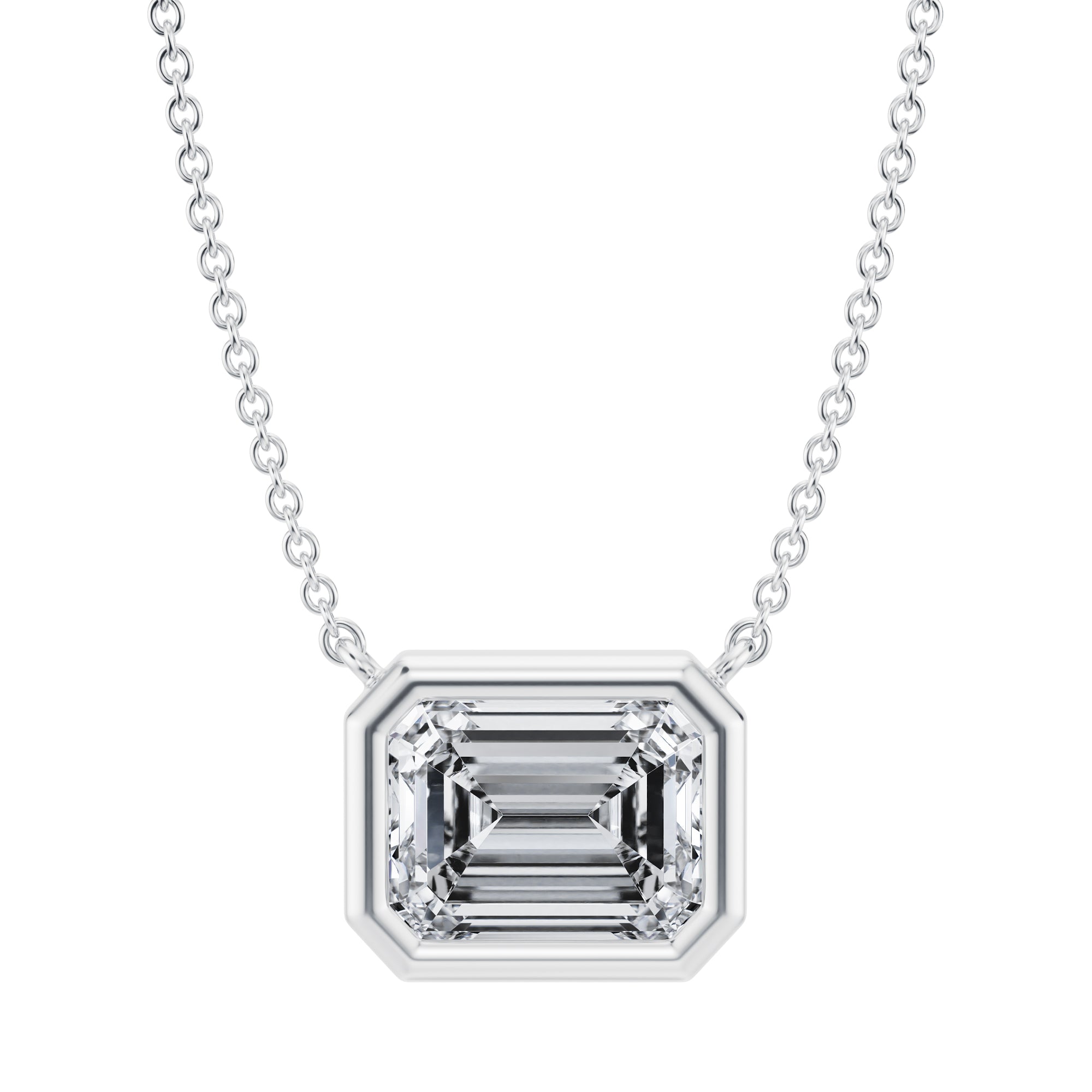 2.5 Carat Emerald Bezel Solitaire Pendant Necklace