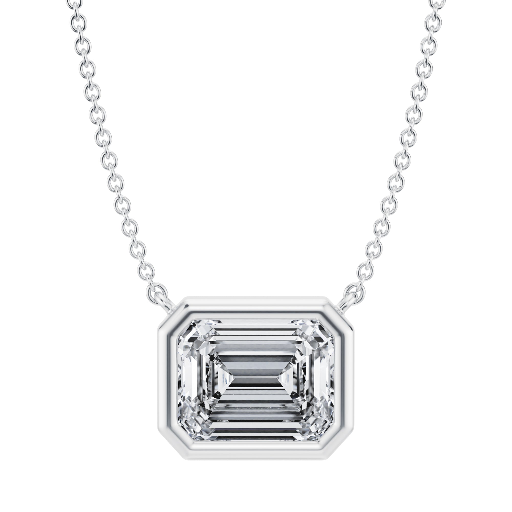 3 Carat Emerald Bezel Solitaire Pendant Necklace