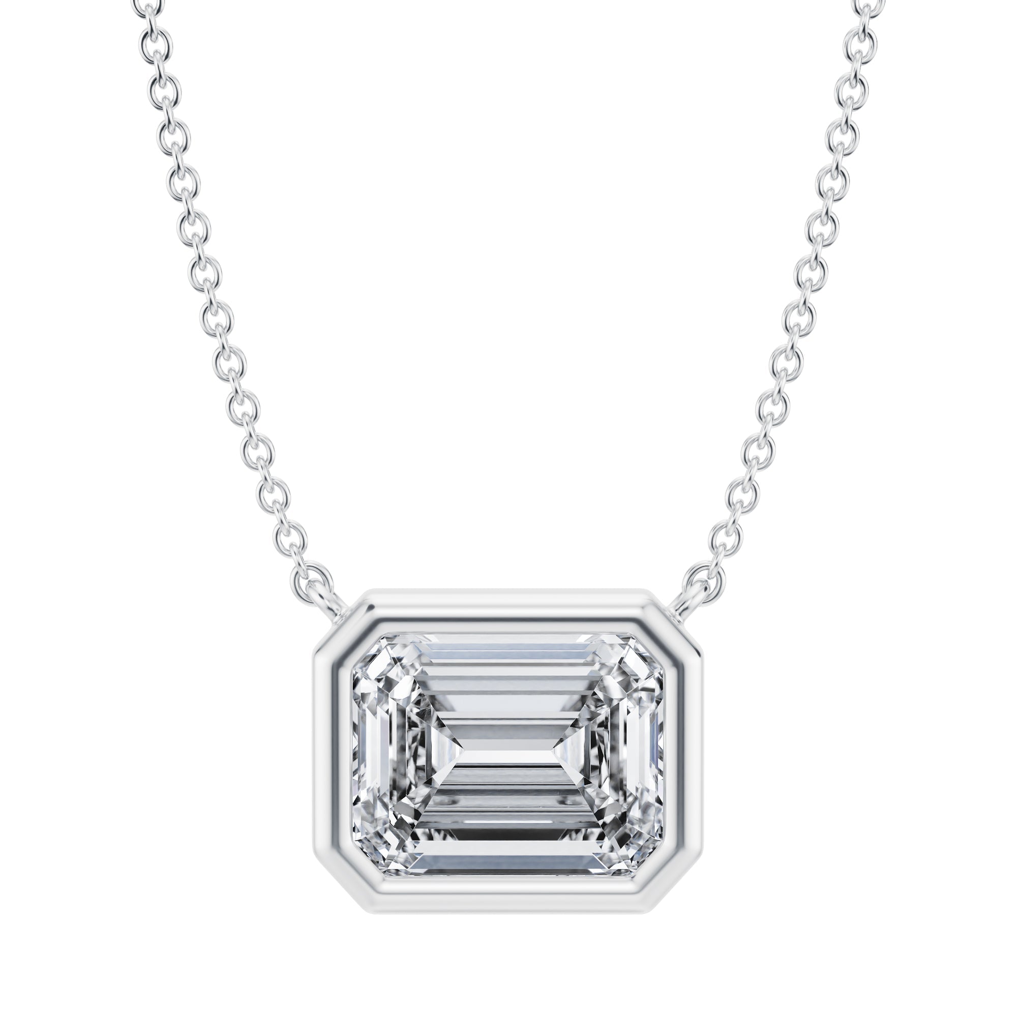 3.5 Carat Emerald Bezel Solitaire Pendant Necklace