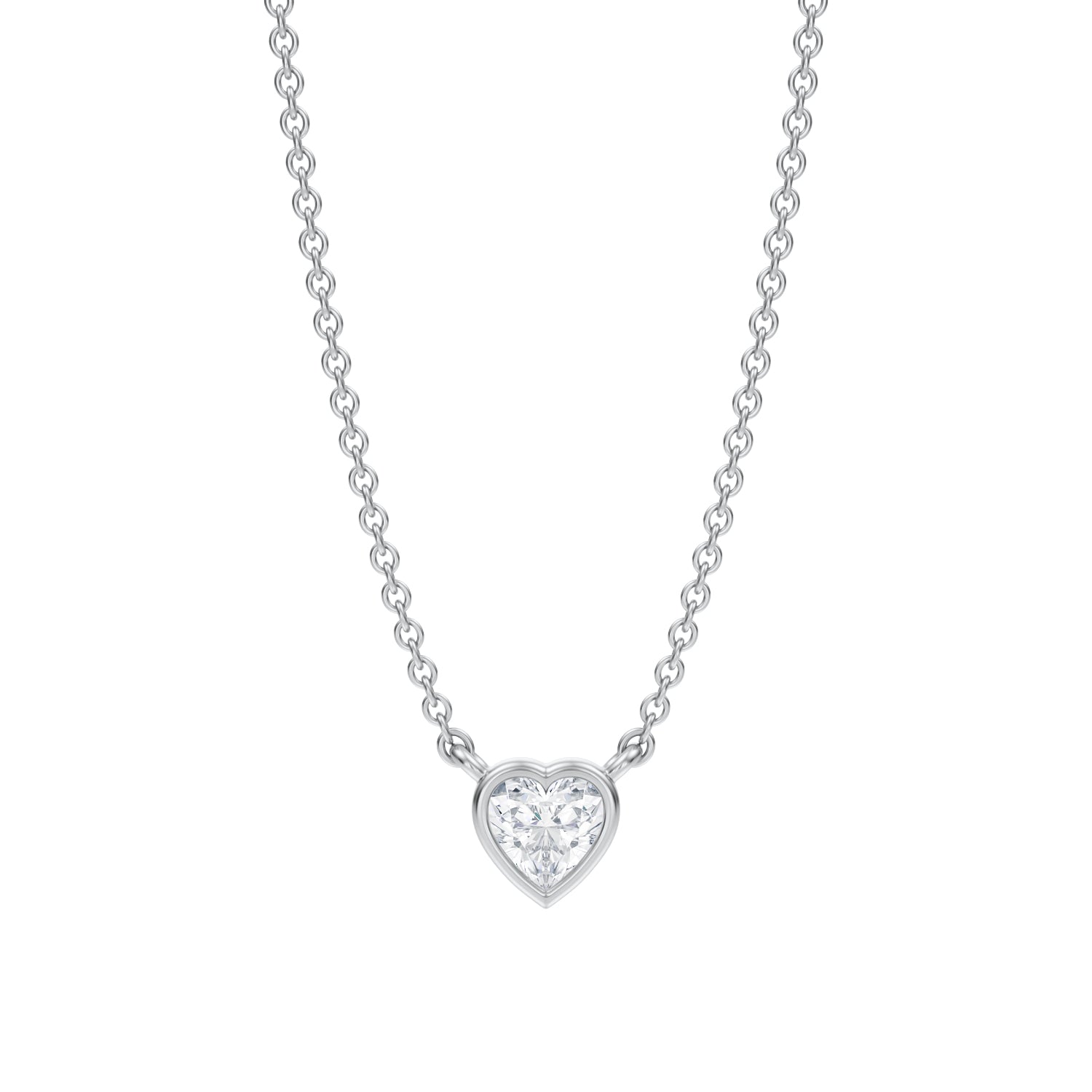 Heart Shape Bezel Solitaire Pendant Necklace