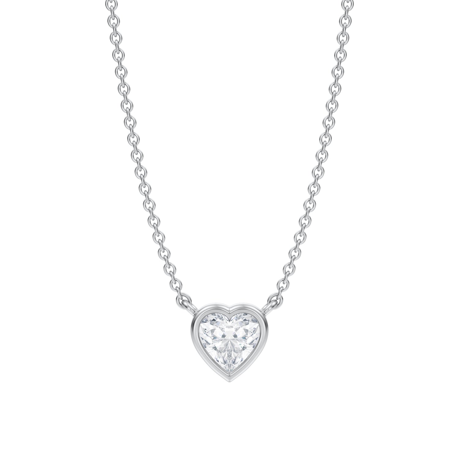 1/2 Carat Heart Shape Bezel Solitaire Pendant Necklace