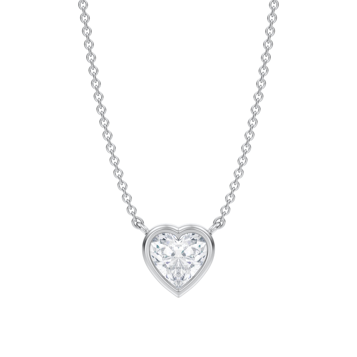 3/4 Carat Heart Shape Bezel Solitaire Pendant Necklace