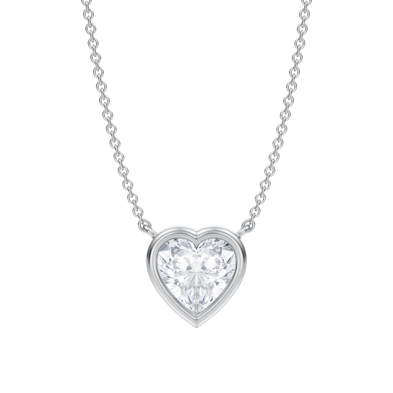 1.5 Carat Heart Shape Bezel Solitaire Pendant Necklace