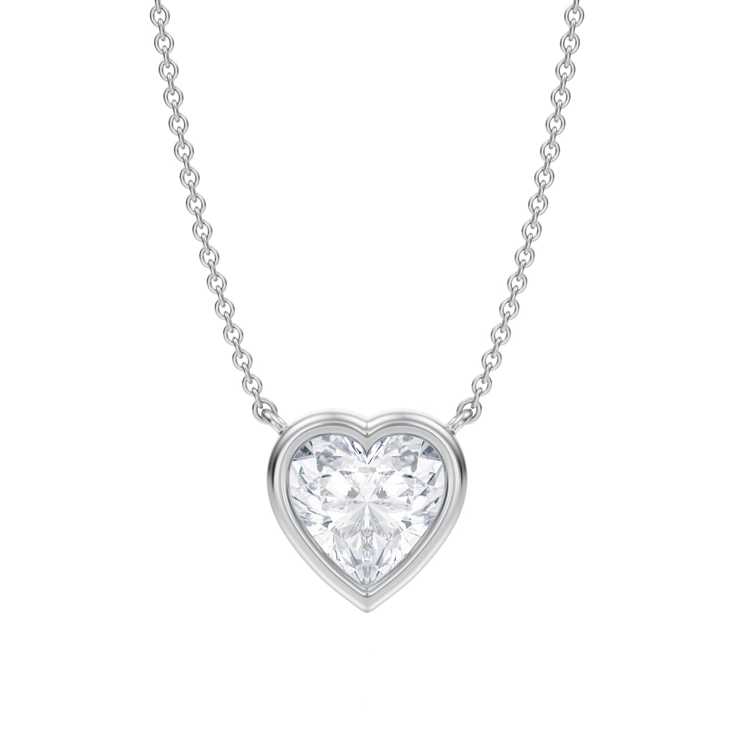 2 Carat Heart Shape Bezel Solitaire Pendant Necklace