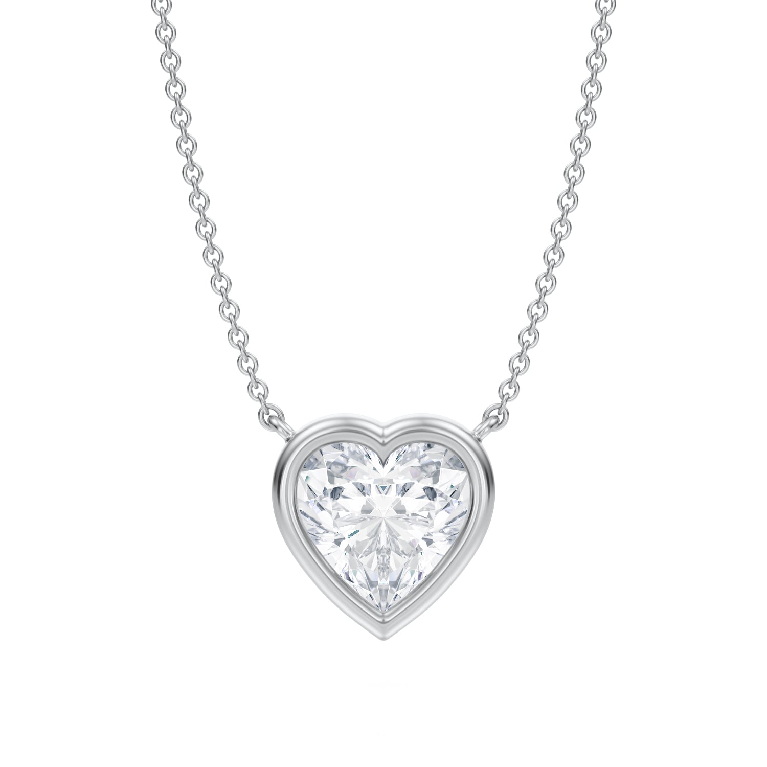 2.5 Carat Heart Shape Bezel Solitaire Pendant Necklace