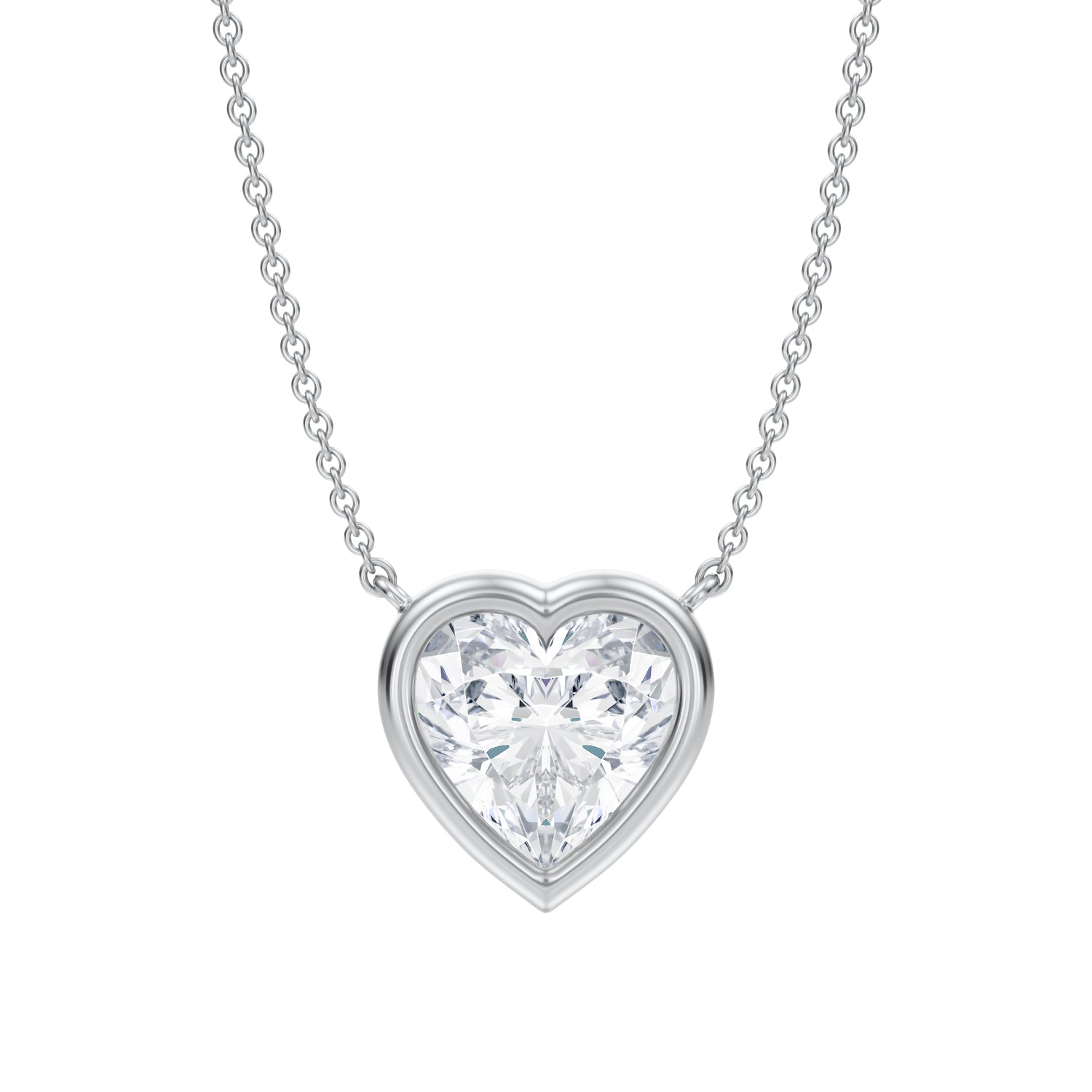 3 Carat Heart Shape Bezel Solitaire Pendant Necklace