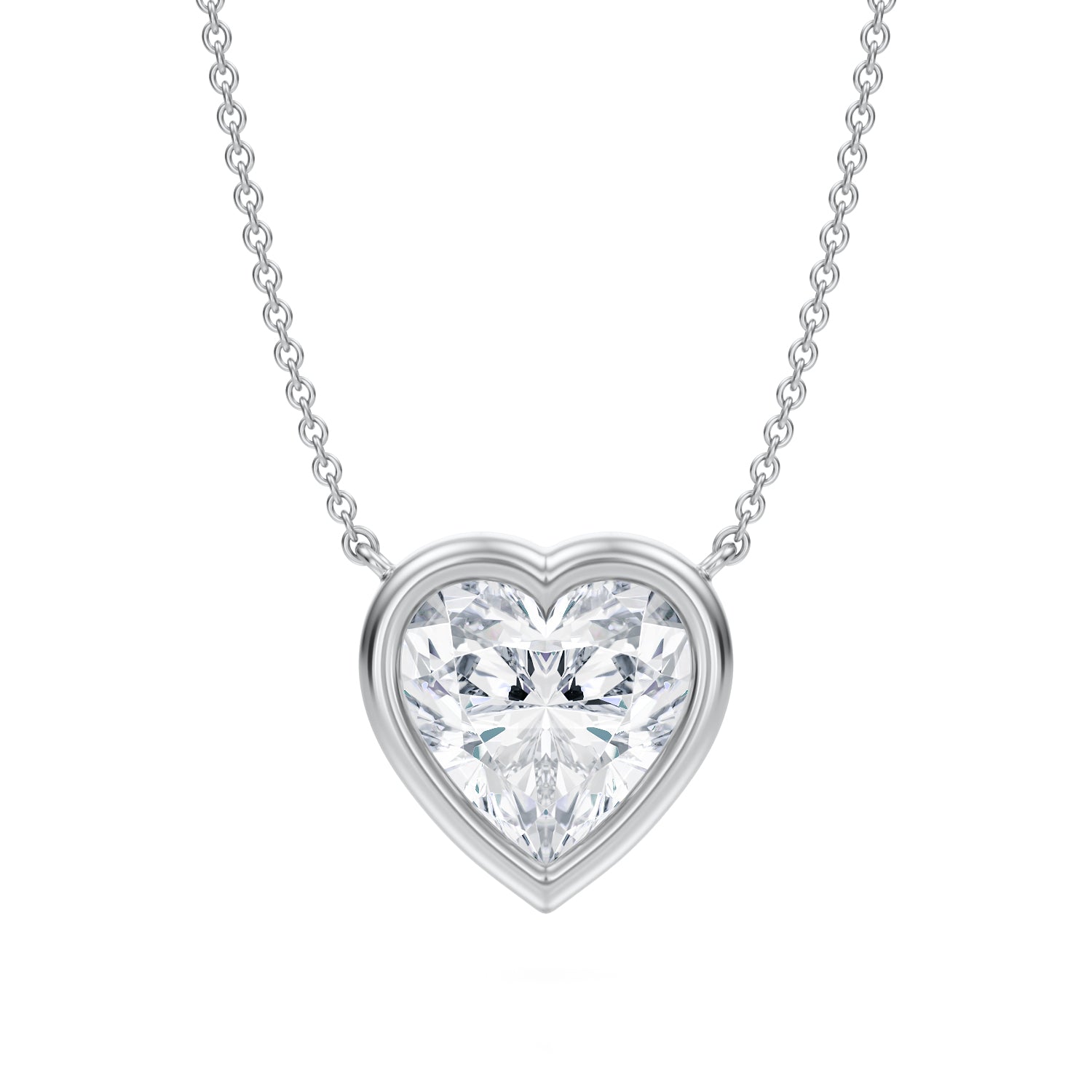 3.5 Carat Heart Shape Bezel Solitaire Pendant Necklace