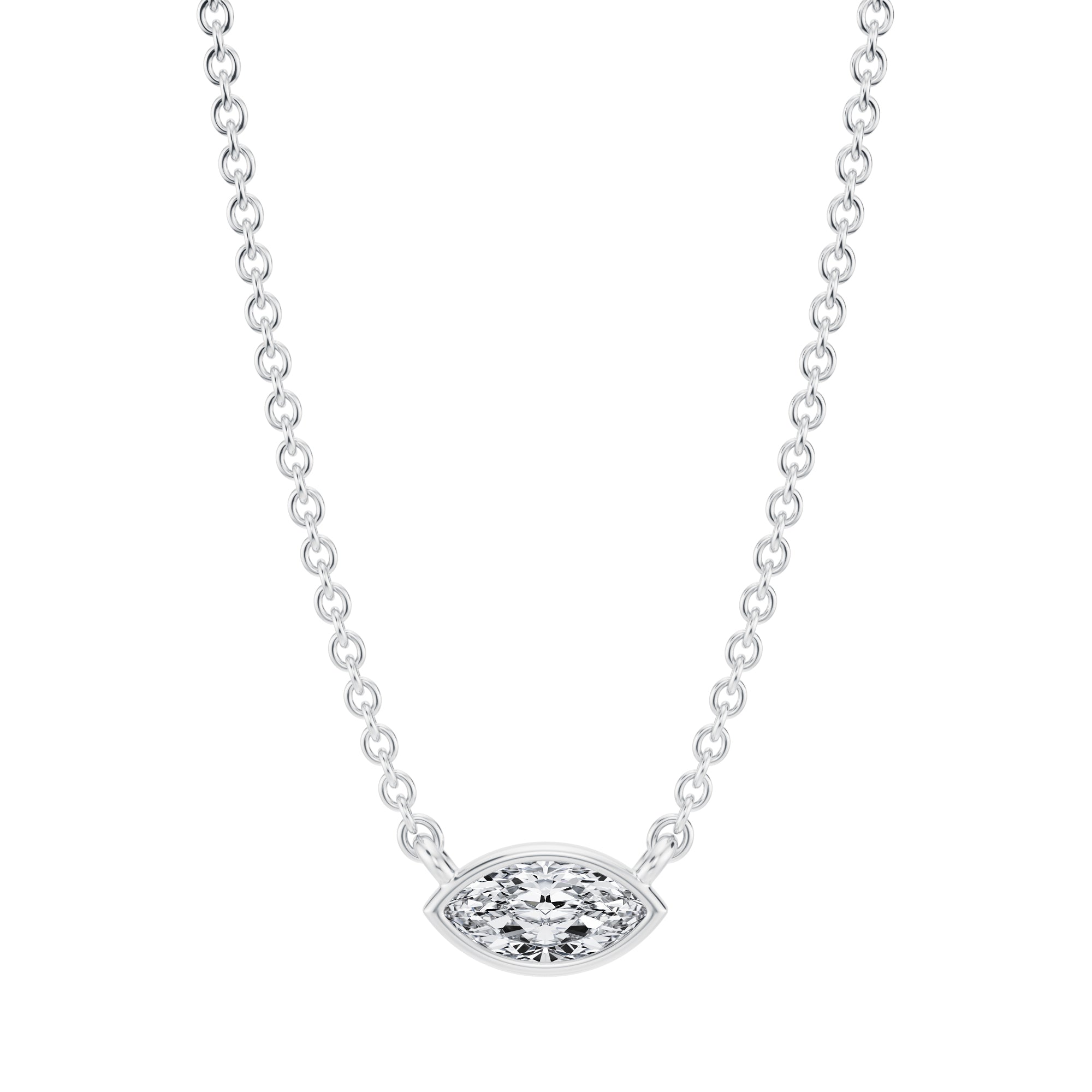 Marquise Bezel Solitaire Pendant Necklace