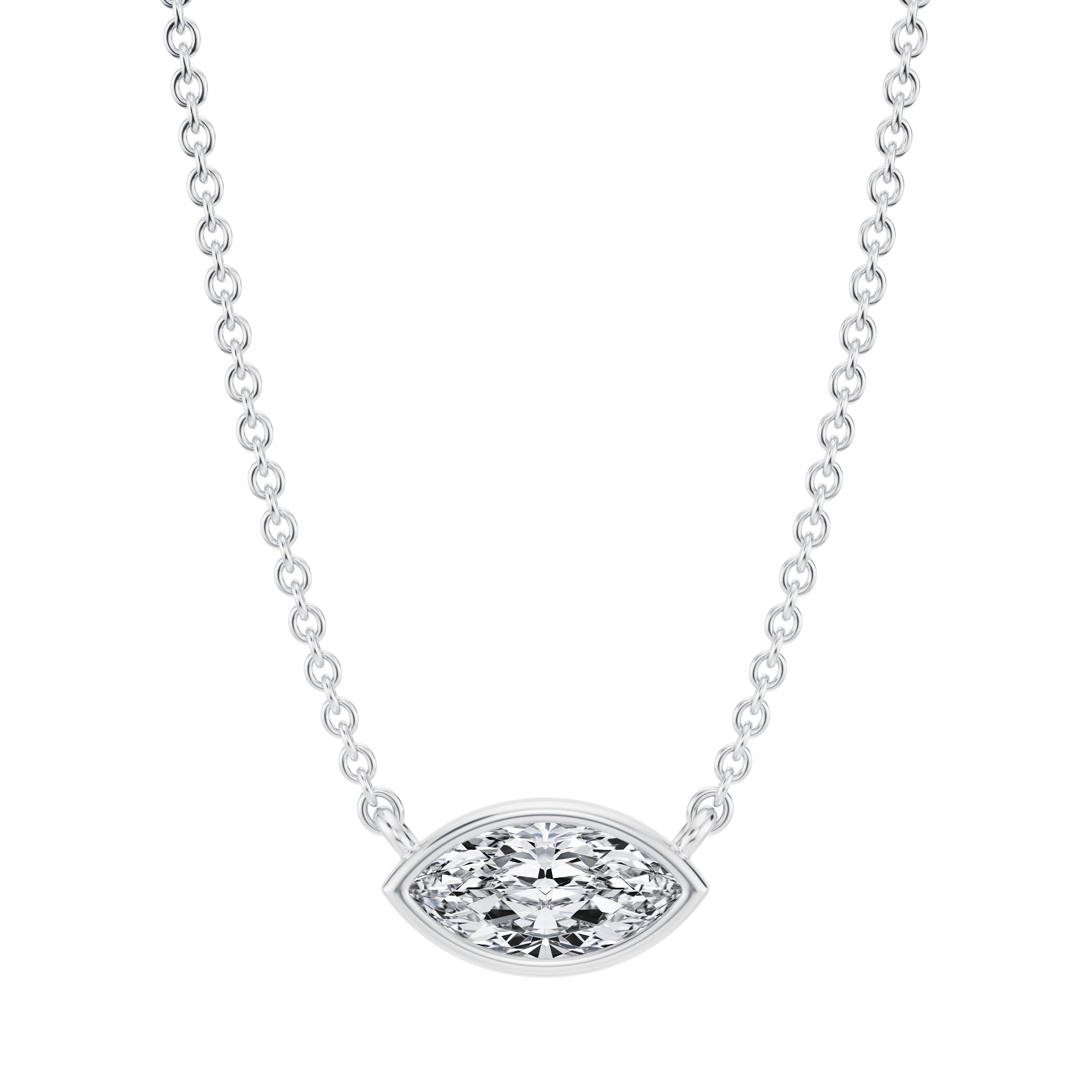 1/2 Carat Marquise Bezel Solitaire Pendant Necklace