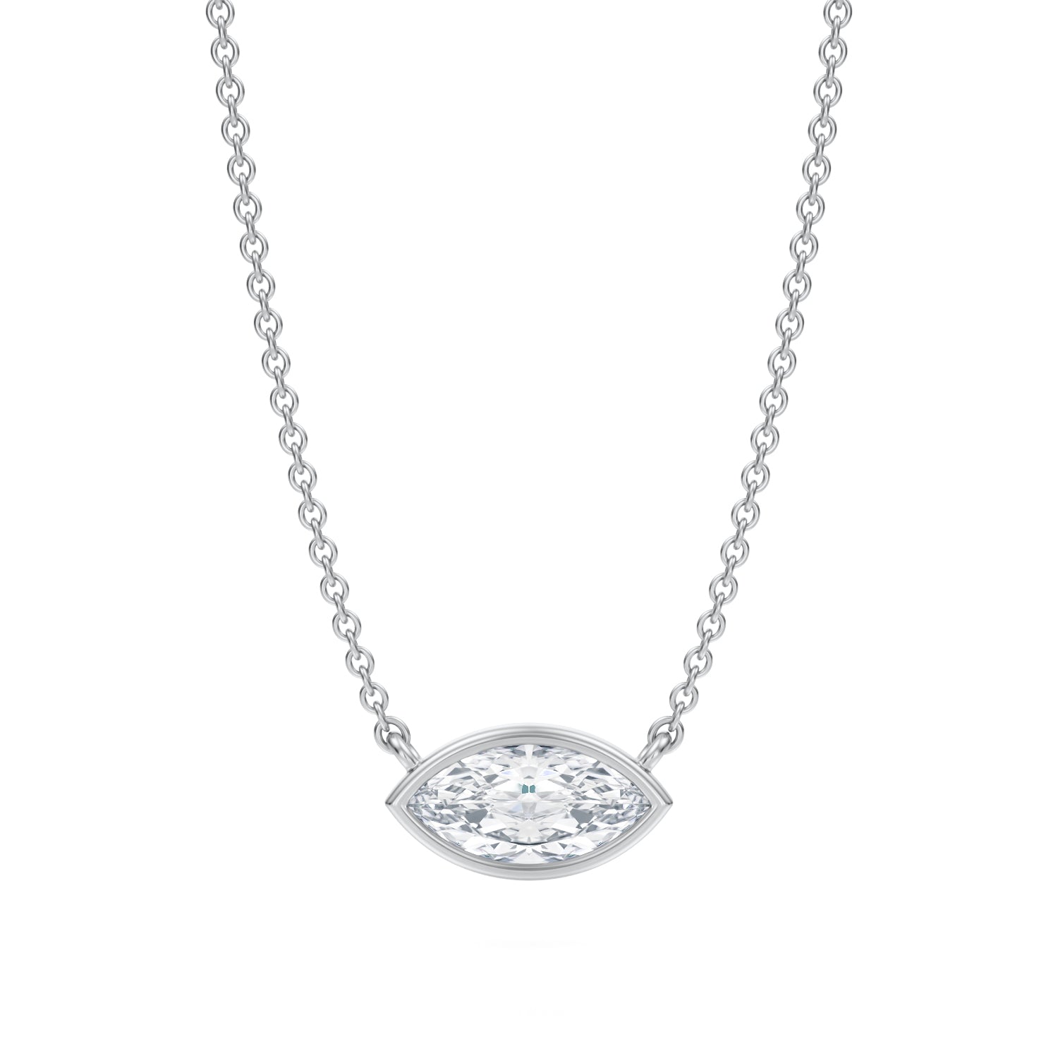 3/4 Carat Marquise Bezel Solitaire Pendant Necklace