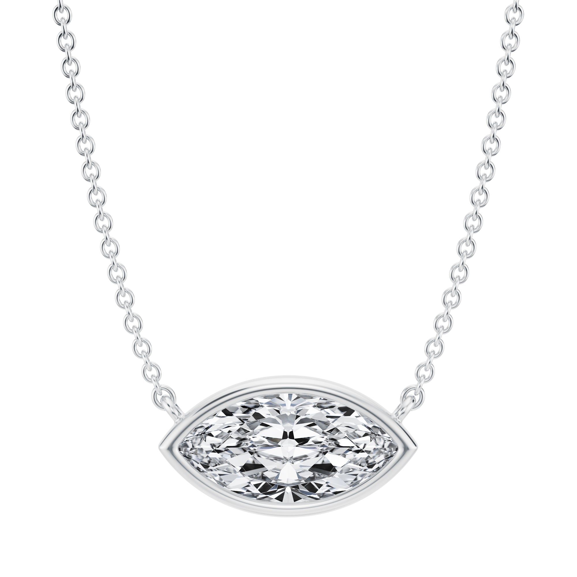 1.5 Carat Marquise Bezel Solitaire Pendant Necklace