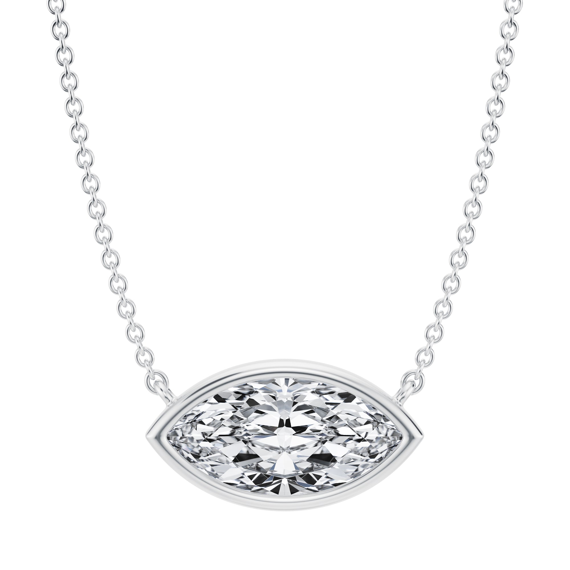 2 Carat Marquise Bezel Solitaire Pendant Necklace