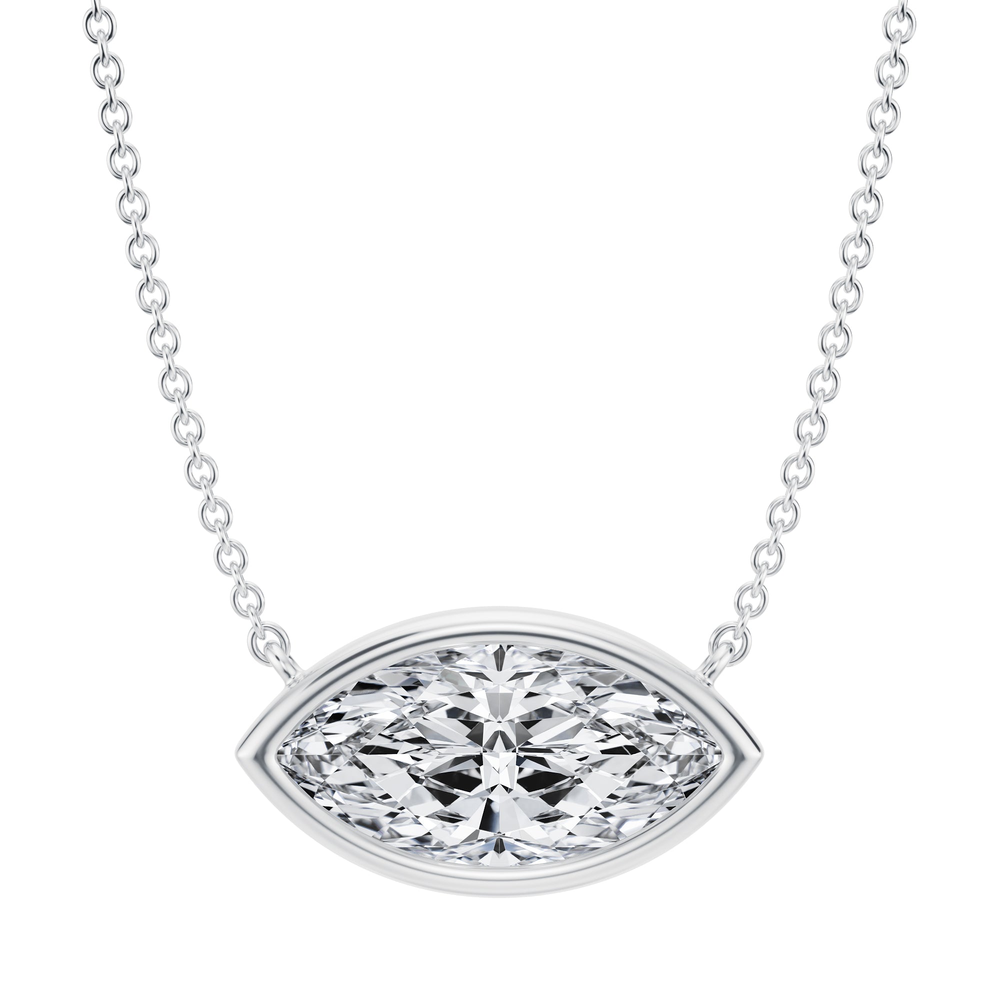 3 Carat Marquise Bezel Solitaire Pendant Necklace