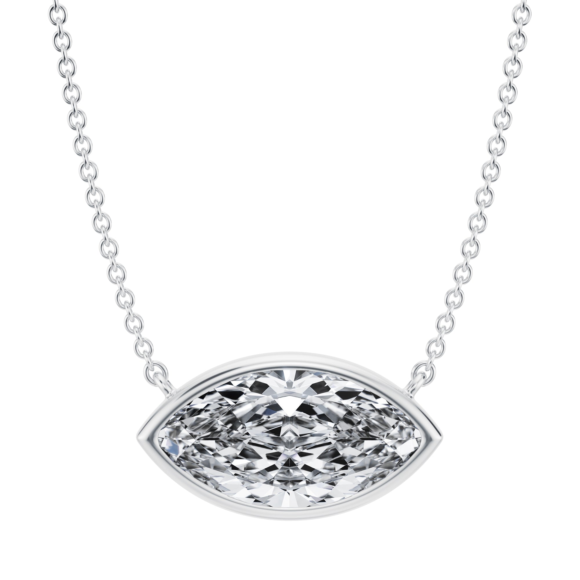 3.5 Carat Marquise Bezel Solitaire Pendant Necklace