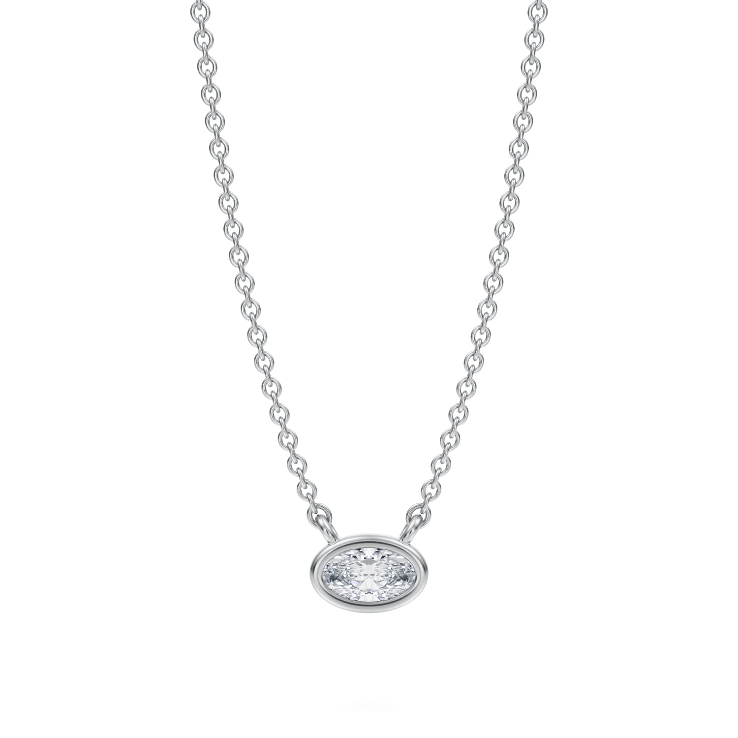 Oval Bezel Solitaire Pendant Necklace