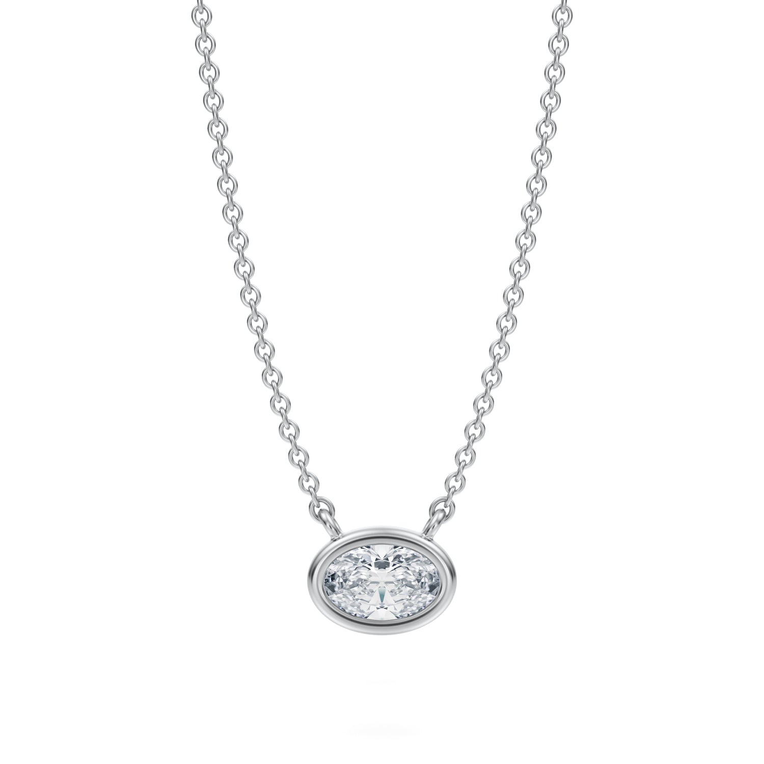 1/2 Carat Oval Bezel Solitaire Pendant Necklace