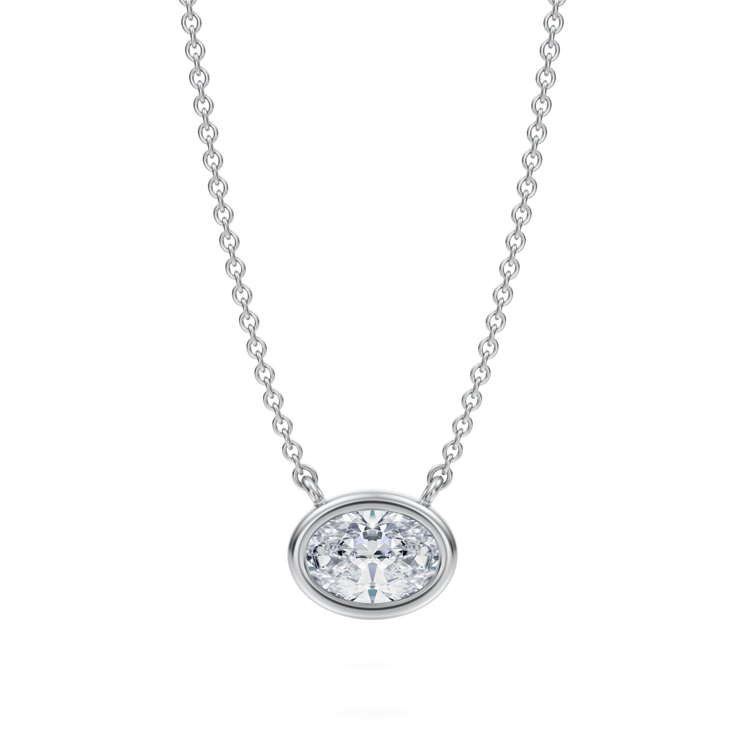 3/4 Carat Oval Bezel Solitaire Pendant Necklace