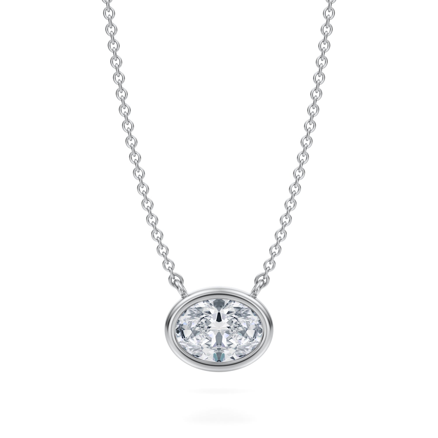 1 Carat Oval Bezel Solitaire Pendant Necklace