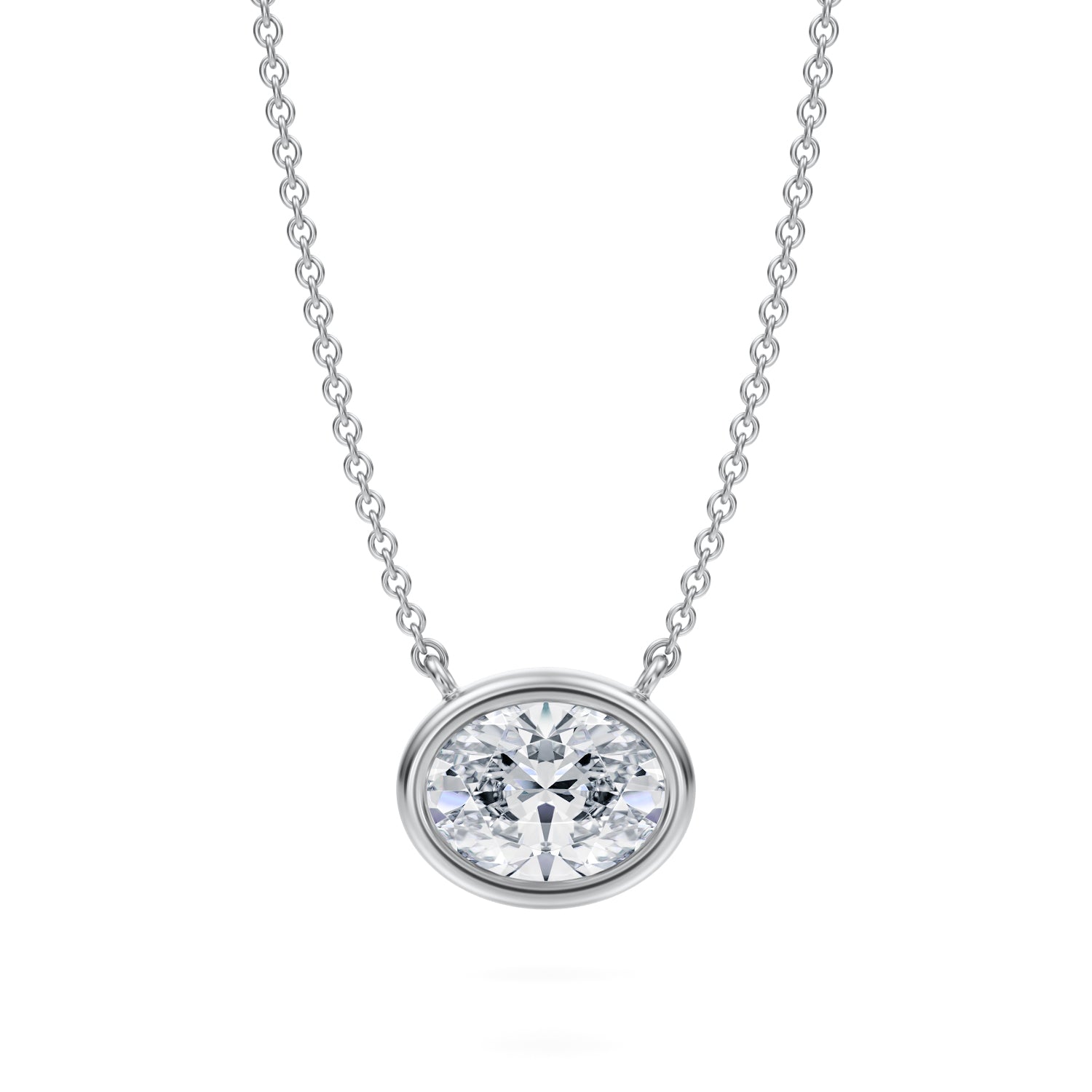 1.5 Carat Oval Bezel Solitaire Pendant Necklace