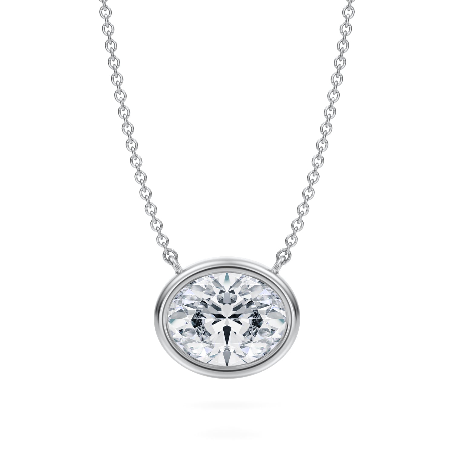 2.5 Carat Oval Bezel Solitaire Pendant Necklace