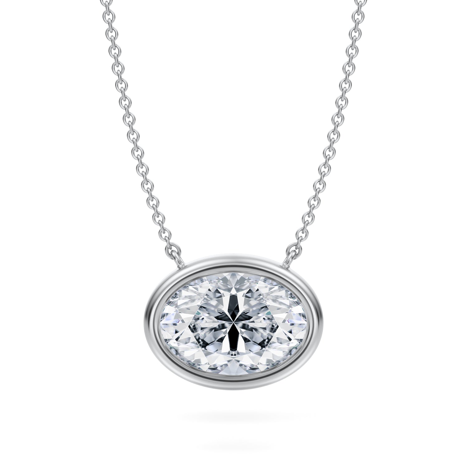 3.5 Carat Oval Bezel Solitaire Pendant Necklace