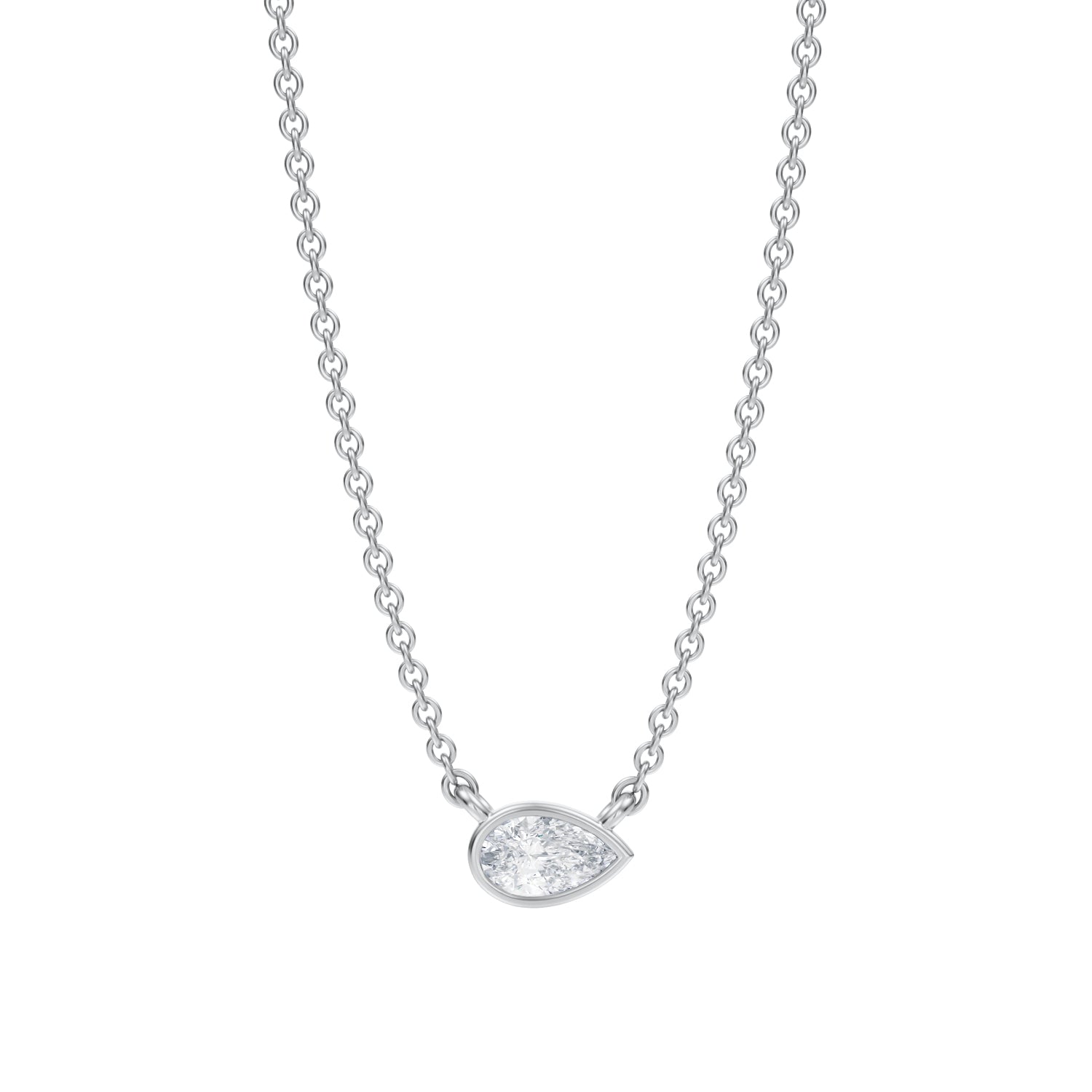 Pear Bezel Solitaire Pendant Necklace