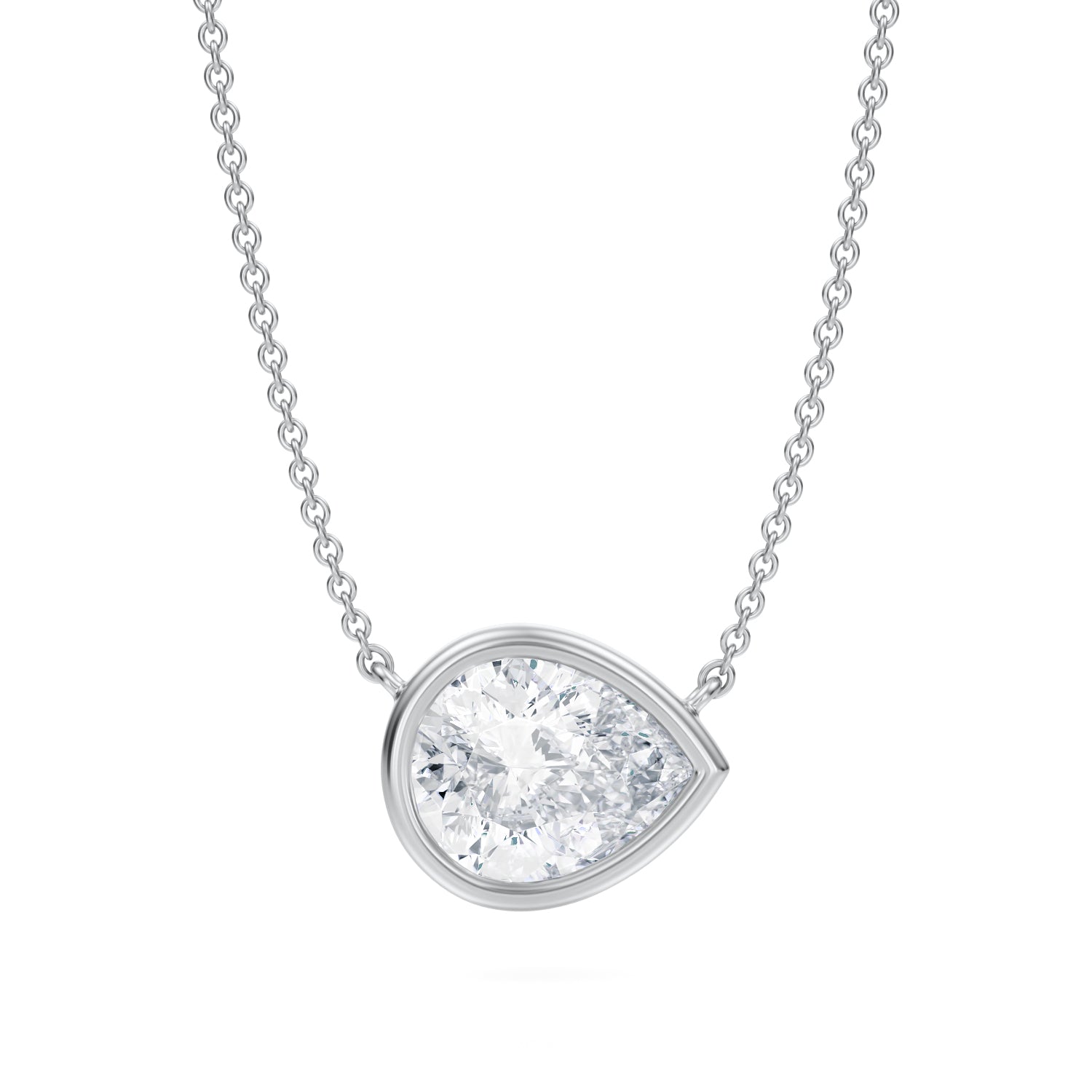 2.5 Carat Pear Bezel Solitaire Pendant Necklace