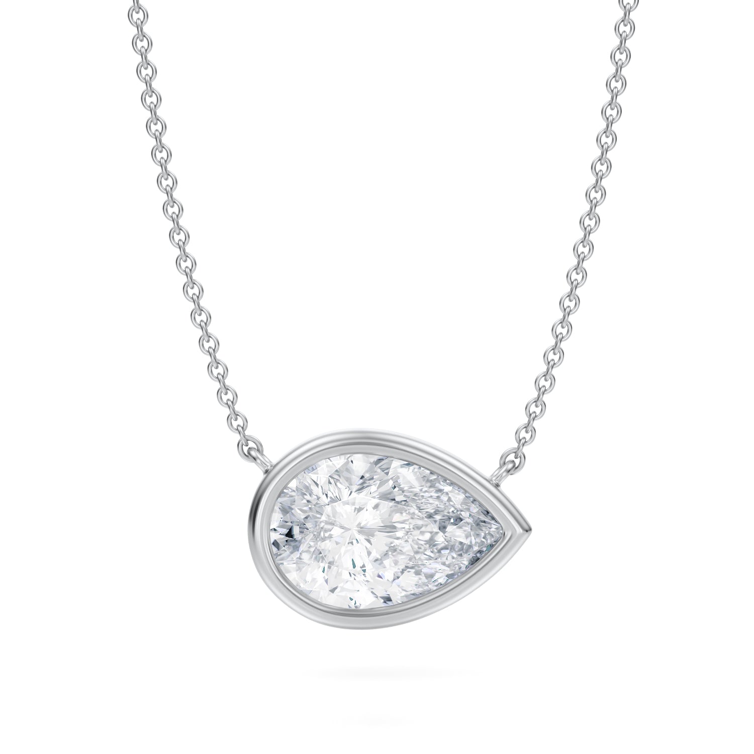 3 Carat Pear Bezel Solitaire Pendant Necklace