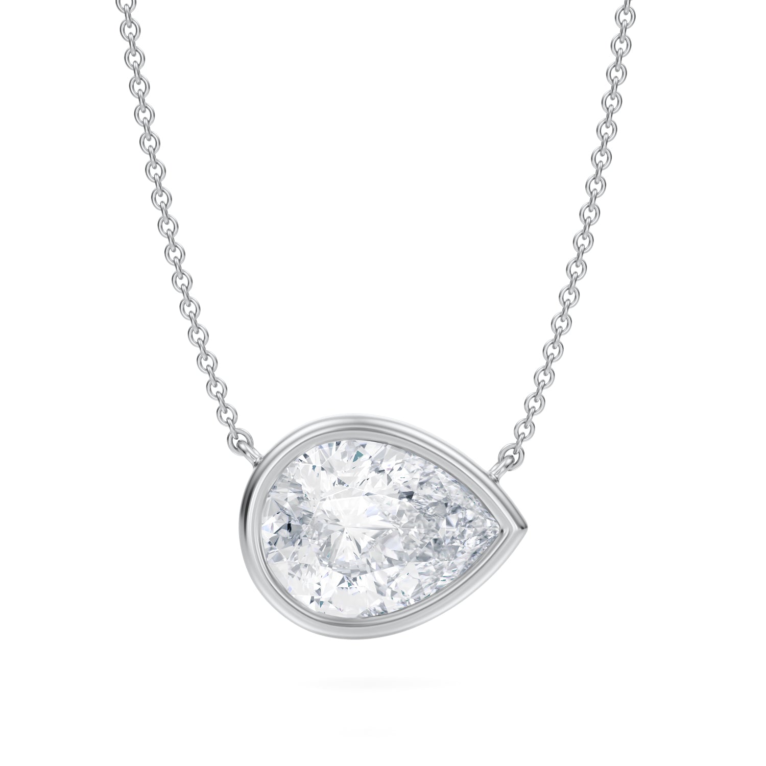 3.5 Carat Pear Bezel Solitaire Pendant Necklace