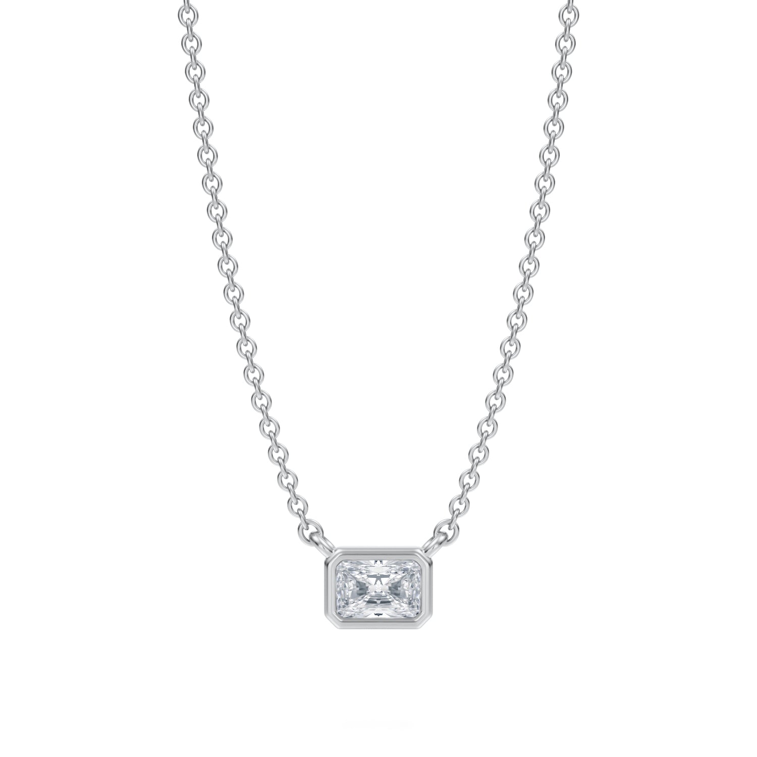 Radiant Bezel Solitaire Pendant Necklace