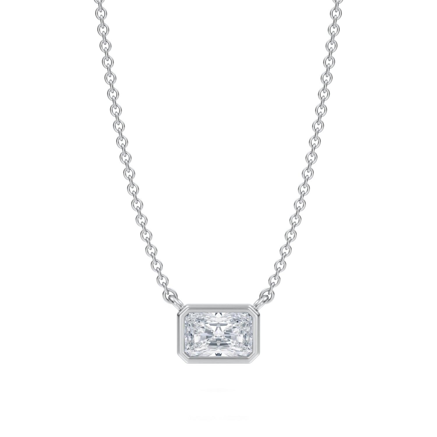 1/2 Carat Radiant Bezel Solitaire Pendant Necklace