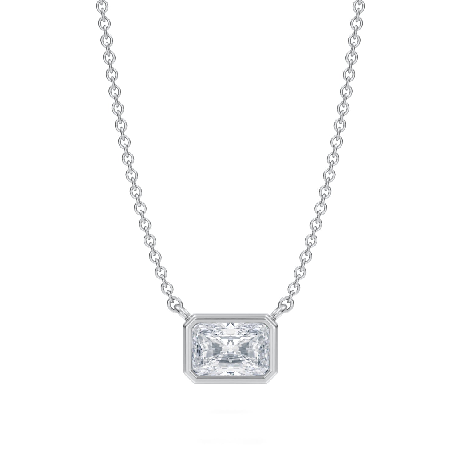 3/4 Carat Radiant Bezel Solitaire Pendant Necklace