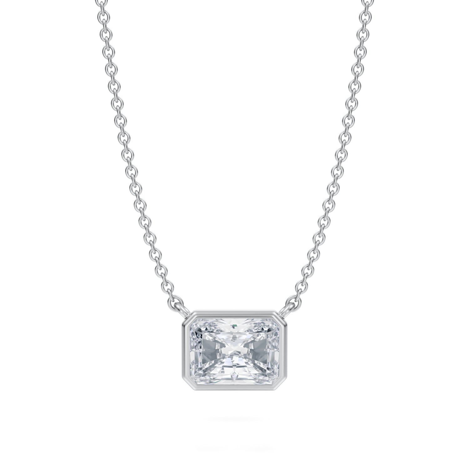 1.5 Carat Radiant Bezel Solitaire Pendant Necklace