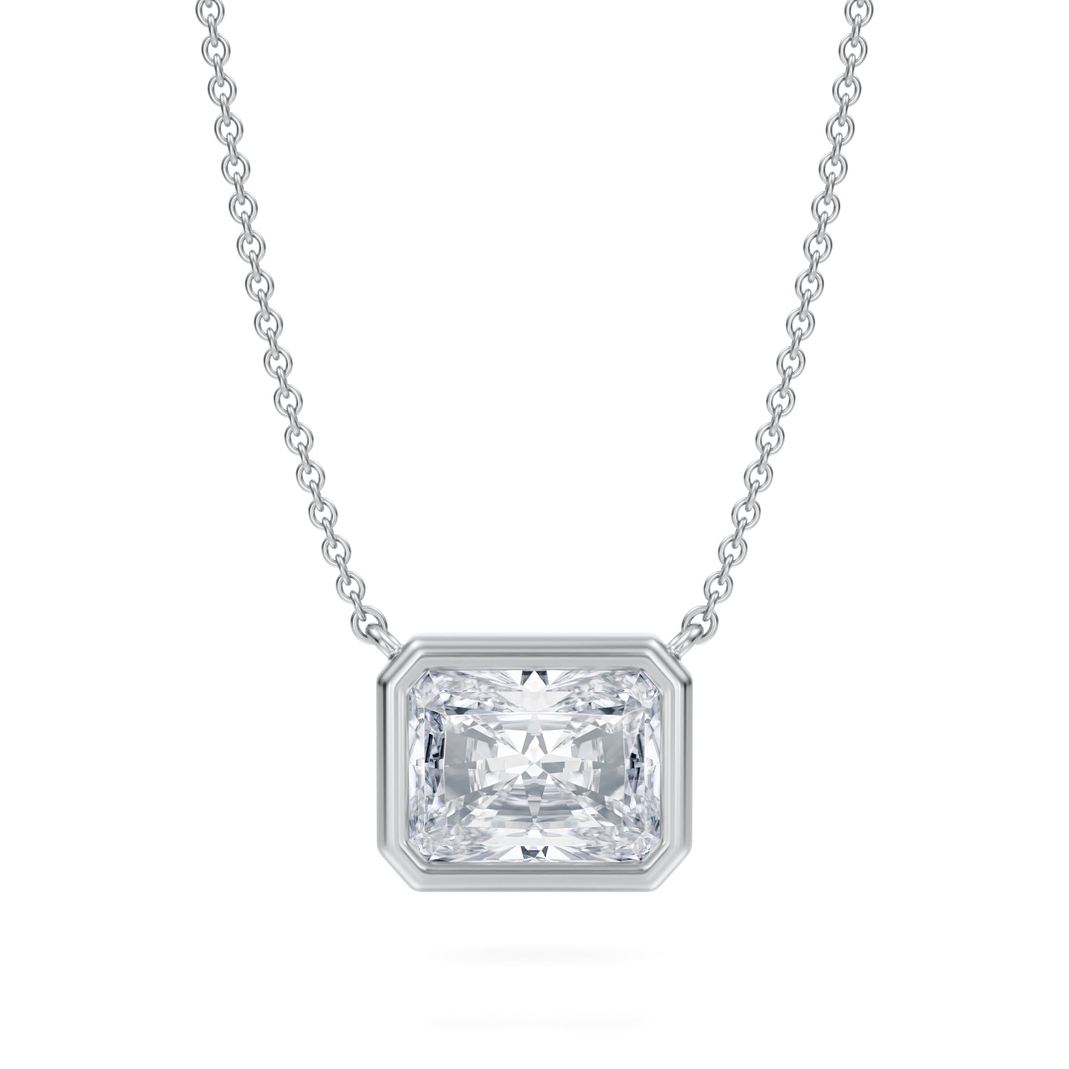 2.5 Carat Radiant Bezel Solitaire Pendant Necklace