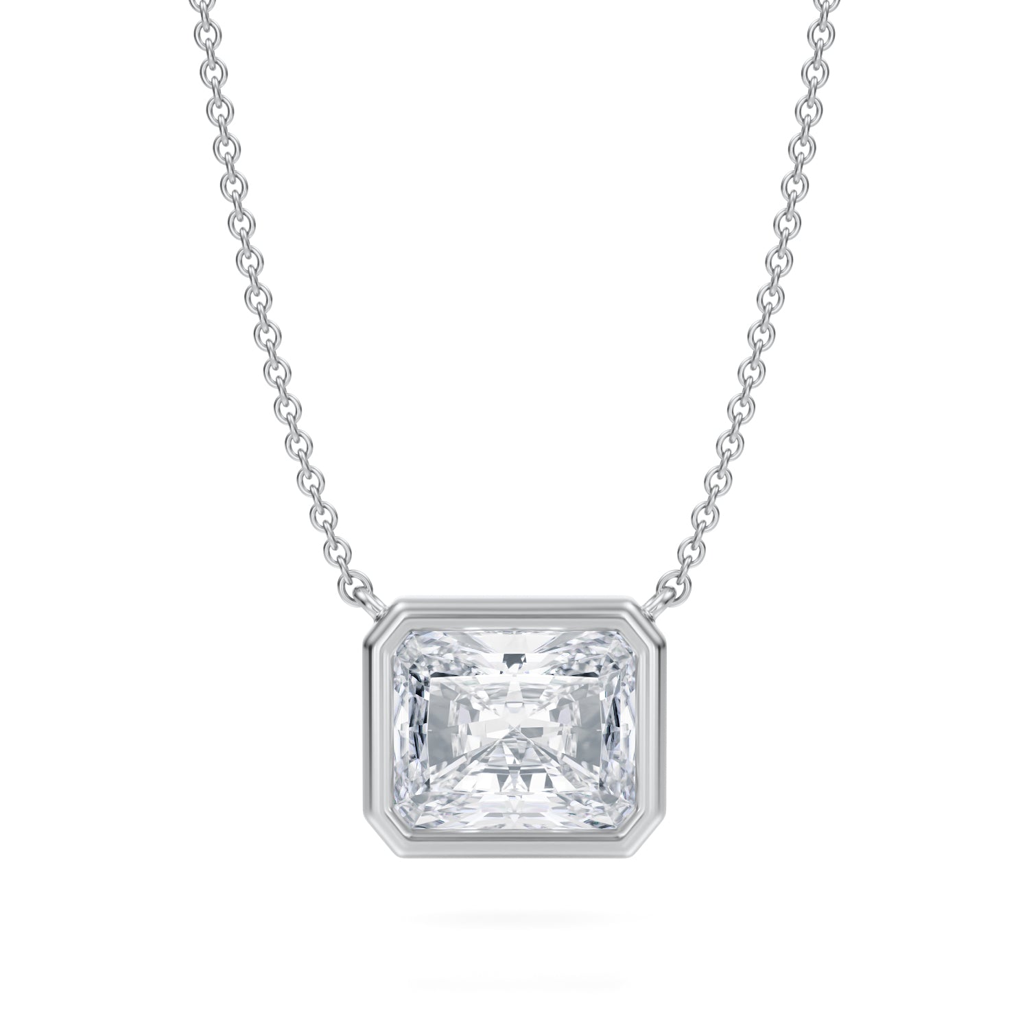 3 Carat Radiant Bezel Solitaire Pendant Necklace