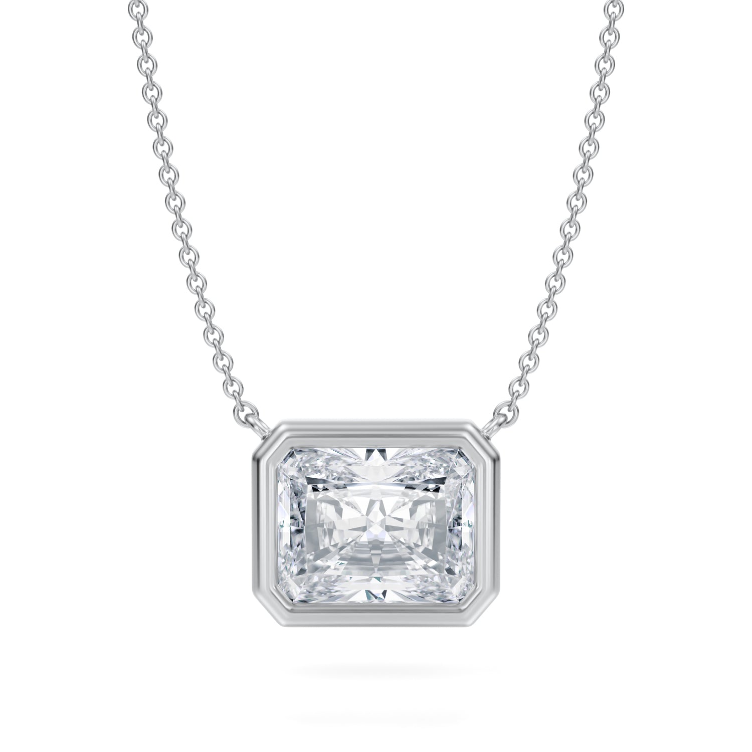 3.5 Carat Radiant Bezel Solitaire Pendant Necklace