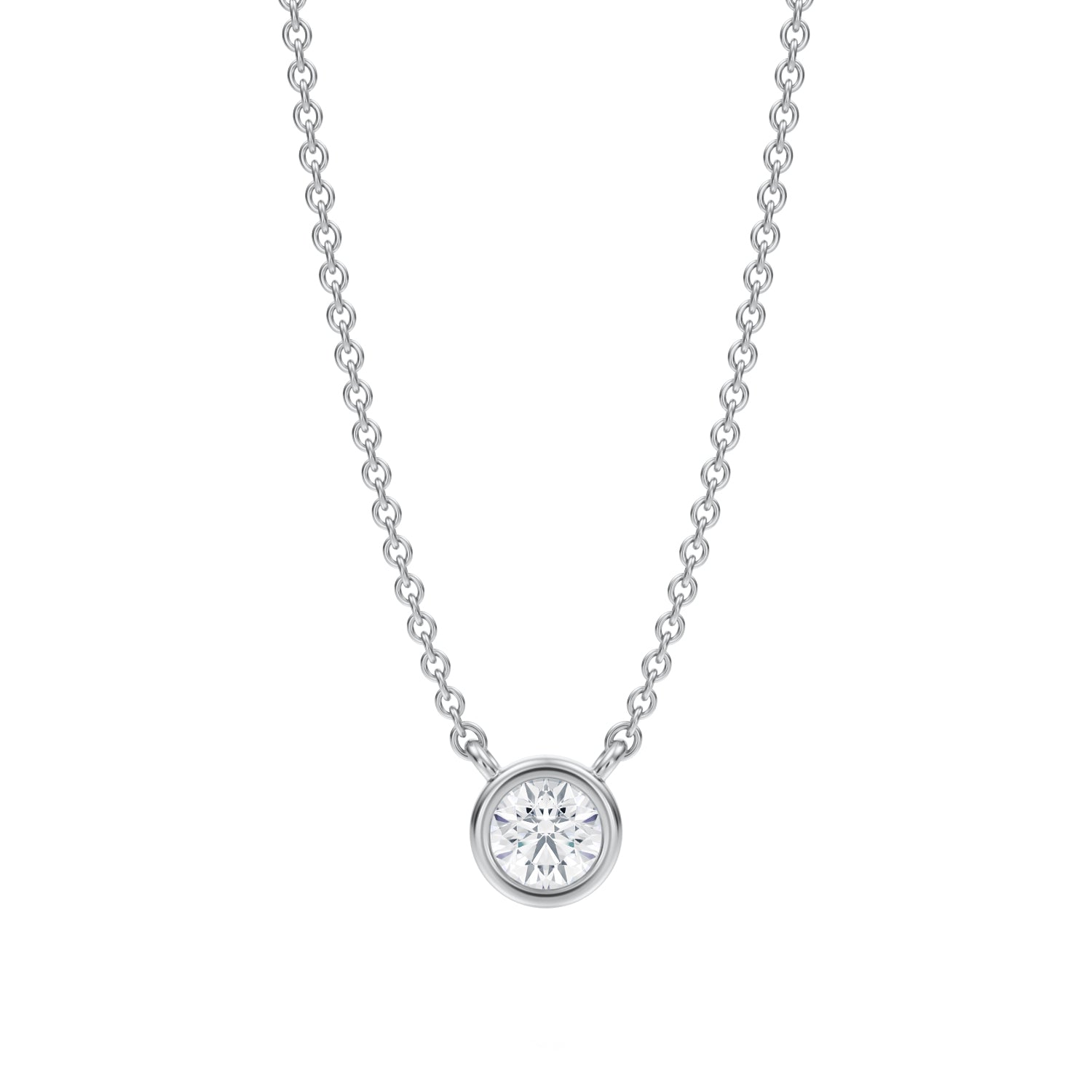 Round Bezel Solitaire Pendant Necklace