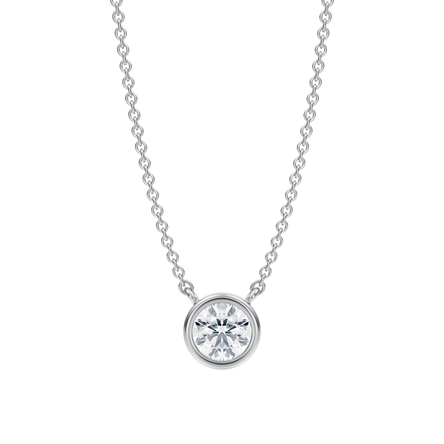 1/2 Carat Round Bezel Solitaire Pendant Necklace